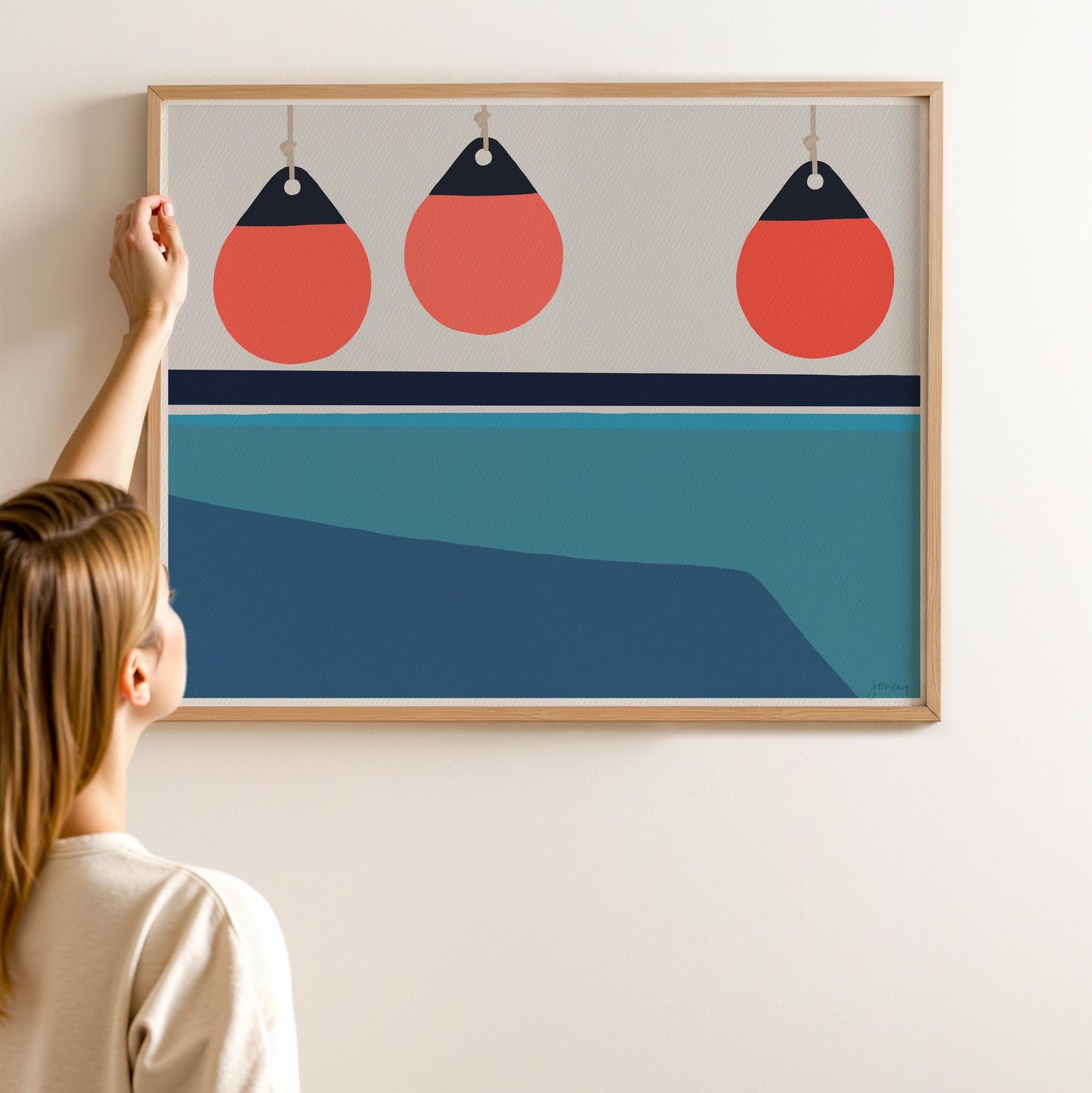 Sailboat with Buoys Art Print - Signed by Jorey Hurley - 260607