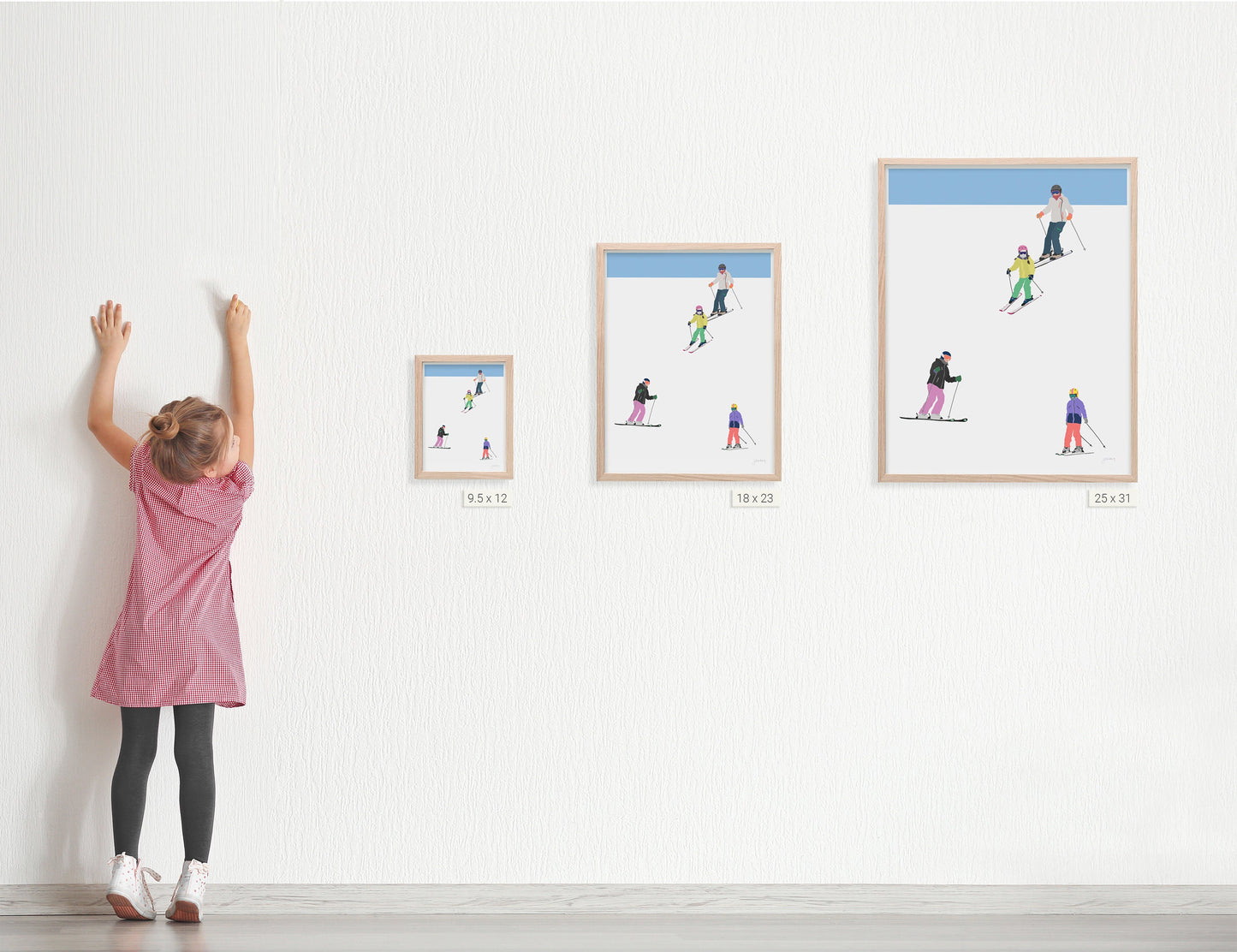 Family Skiing Art Print - Unframed or Framed - 230106