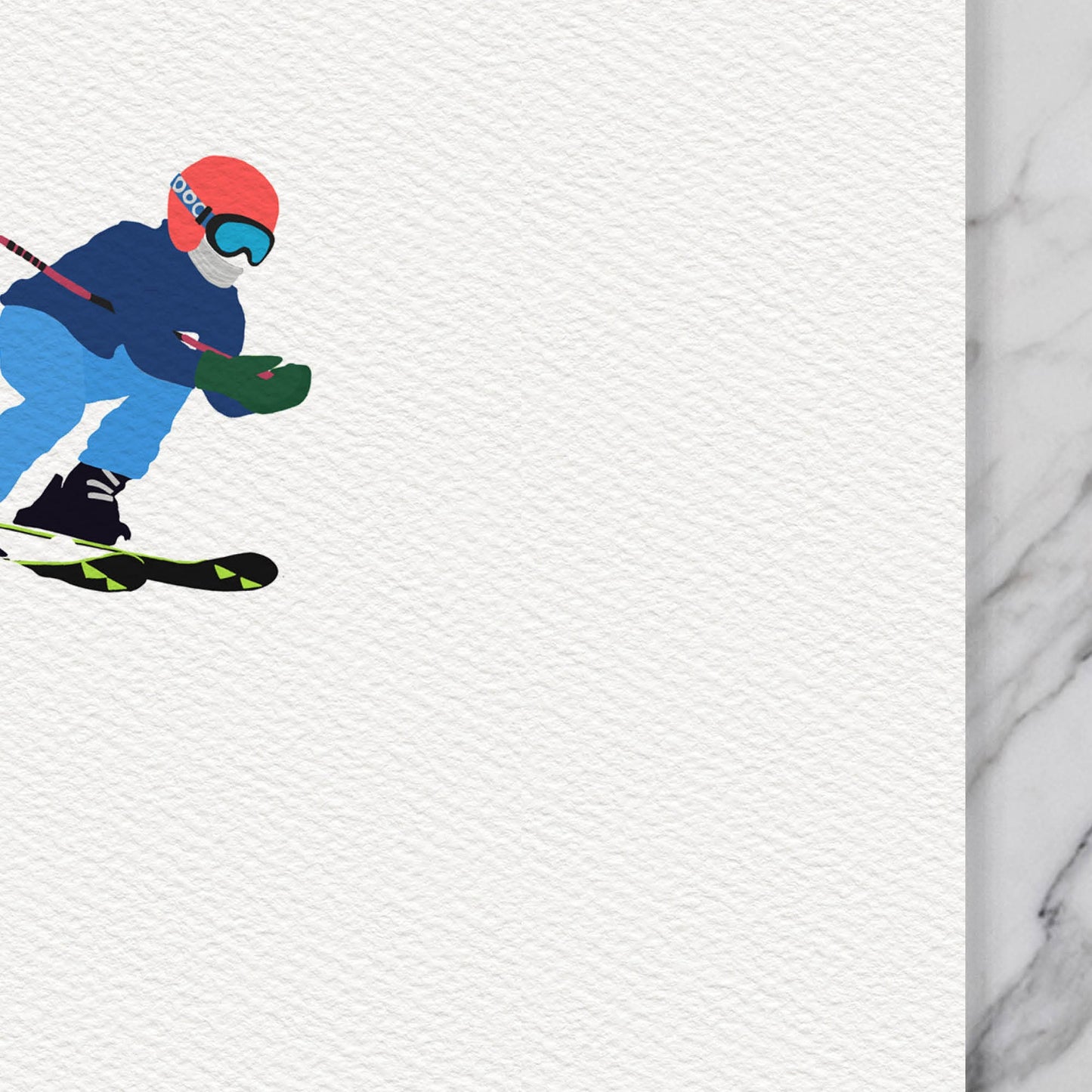 Downhill Skiing Art Print - Unframed or Framed - 240107