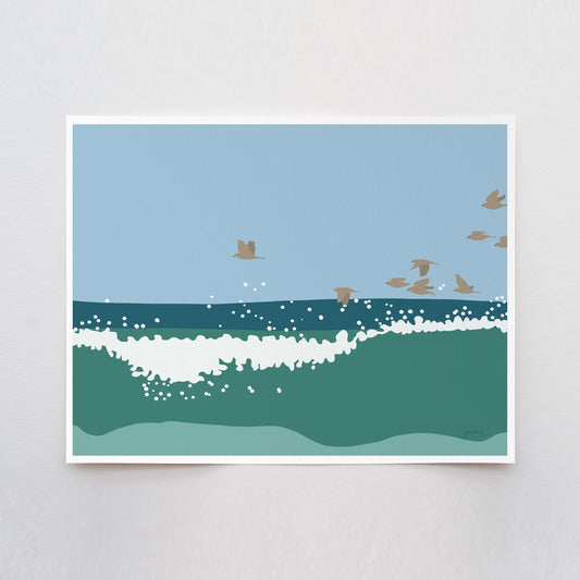 Birds over Ocean Waves Art Print - Unframed or Framed - 140816
