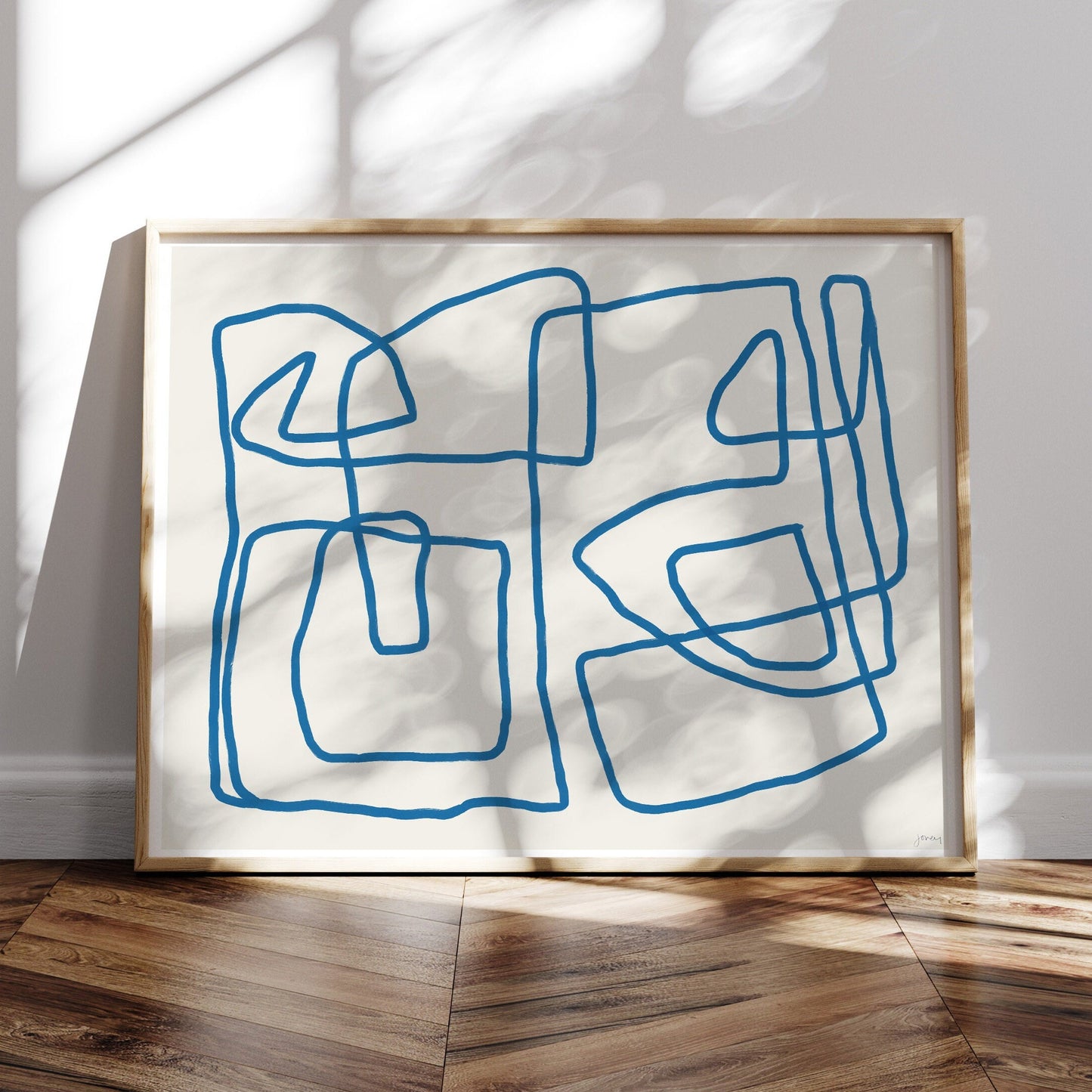 Abstract with Blue Lines Art Print - Unframed or Framed - 181002