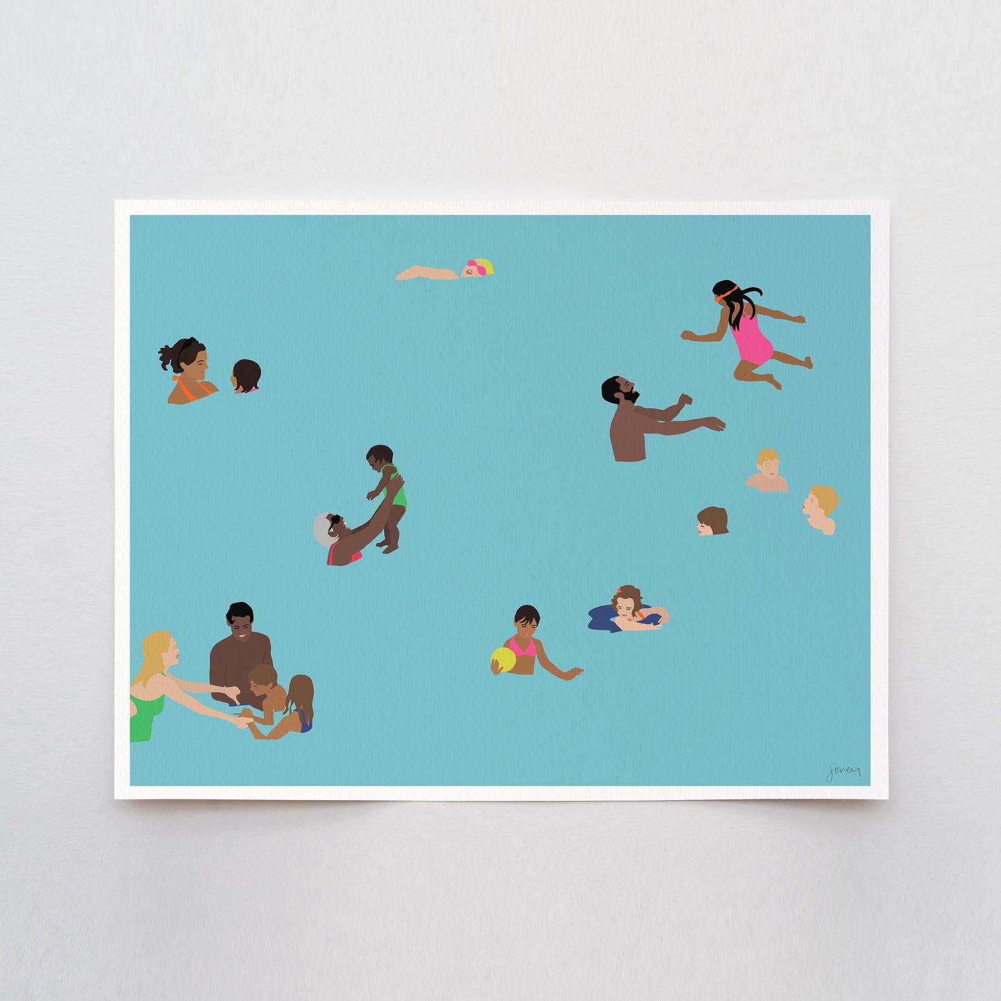Family Swimming Art Print - Unframed or Framed - 160503