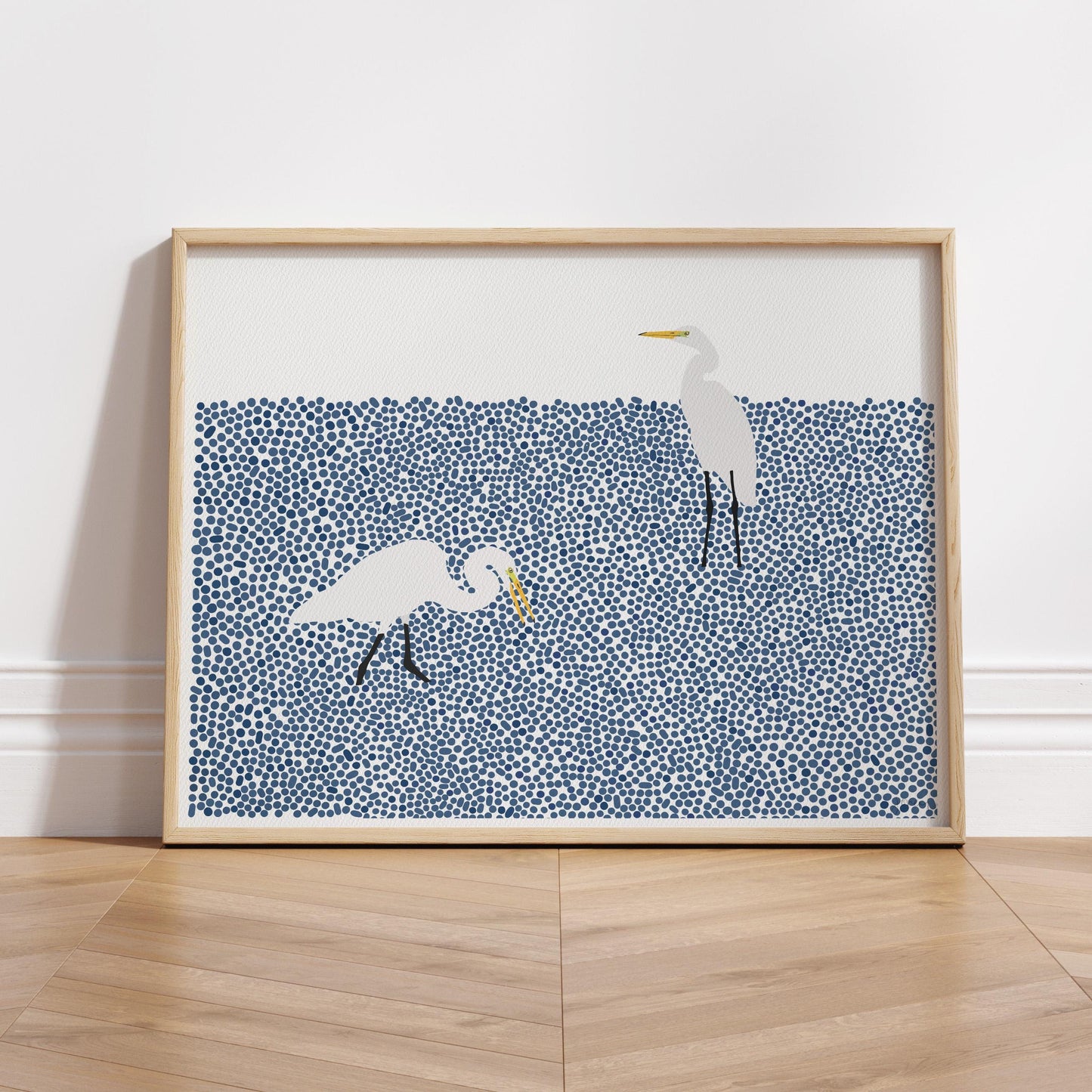 Wading Egrets Landscape Art Print - Unframed or Framed - 231112