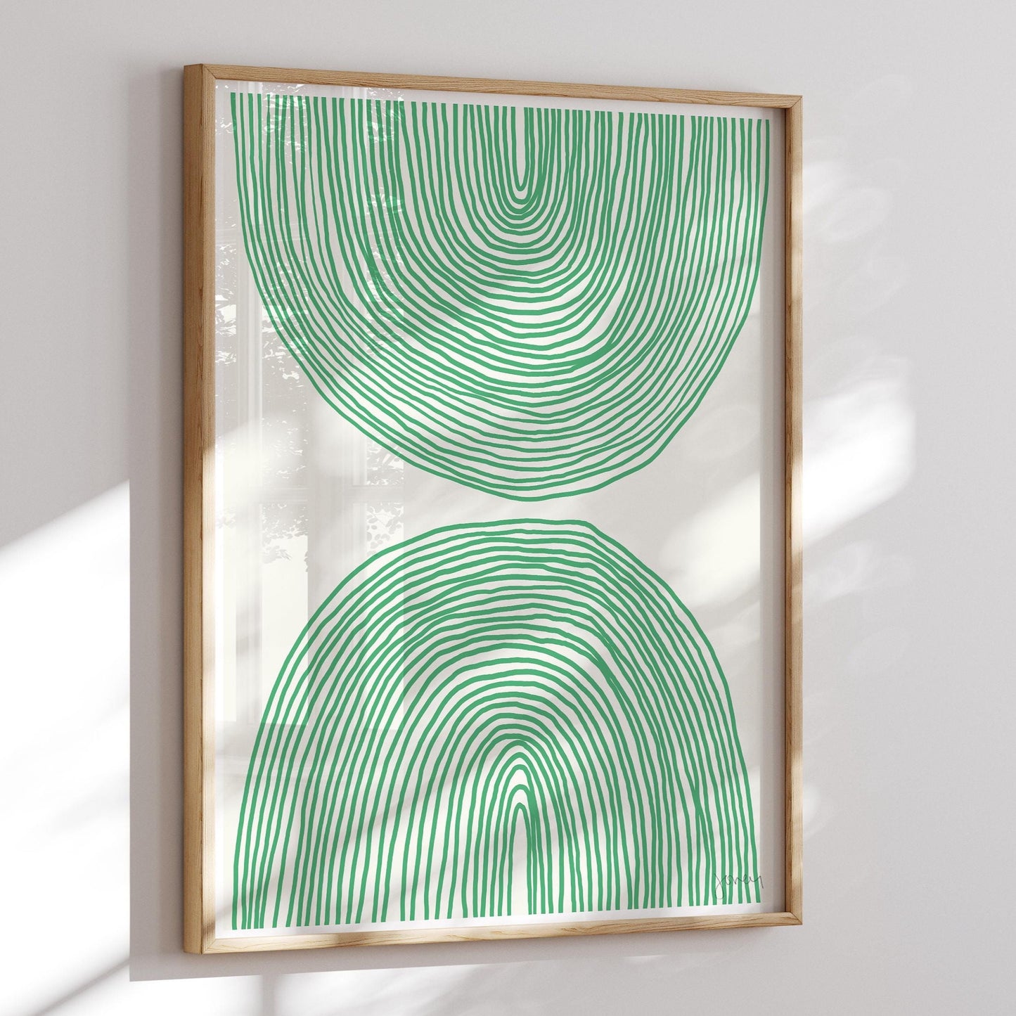 Green Striped Abstract Art Print - Framed or Unframed - 160214