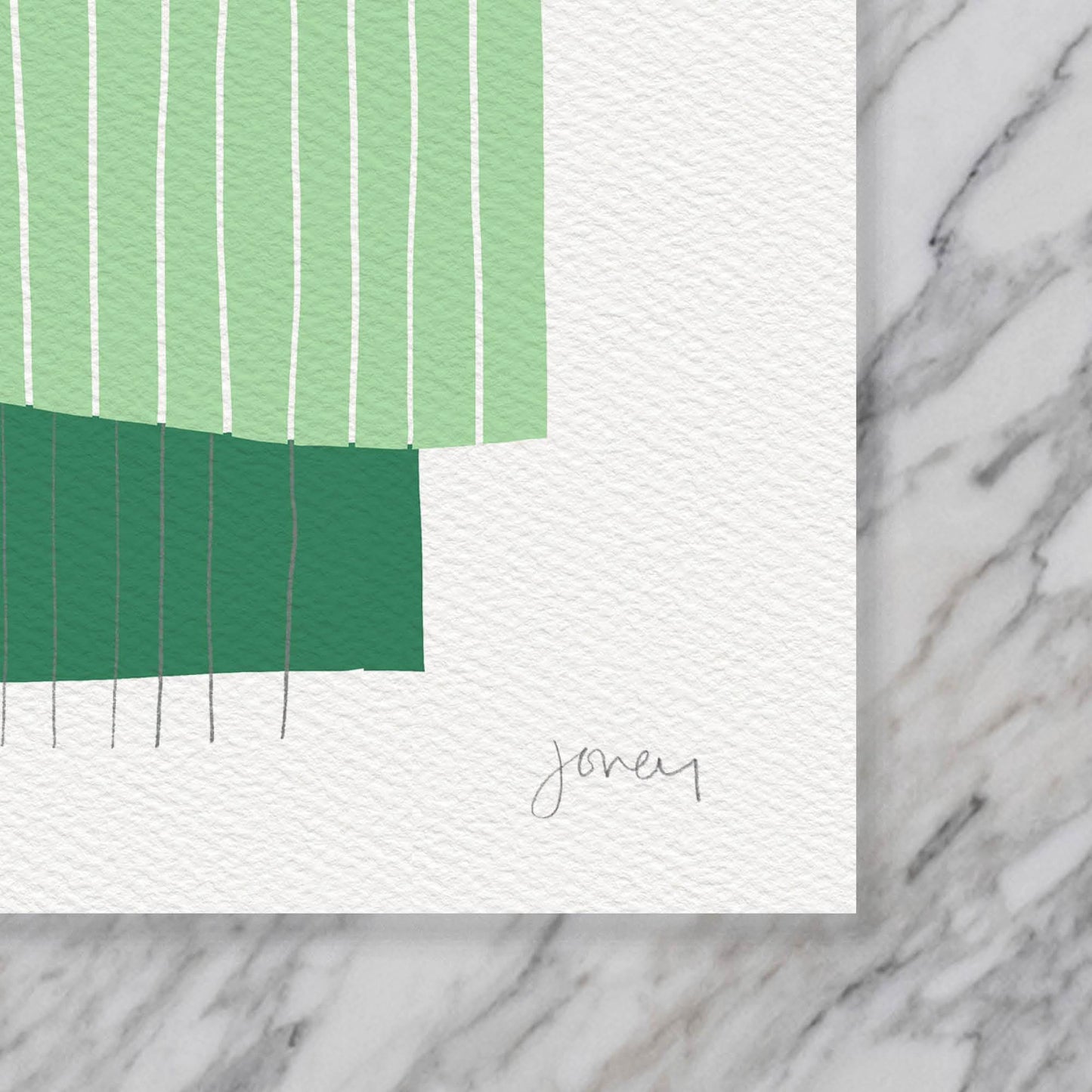 Blue-Green Abstract Block Art Print - Unframed or Framed - 190703