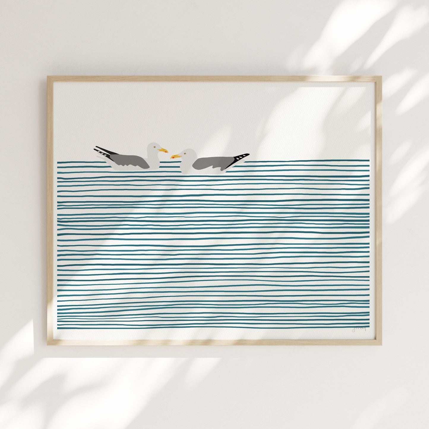 Seagulls Floating Art Print - Unframed or Framed - 250327