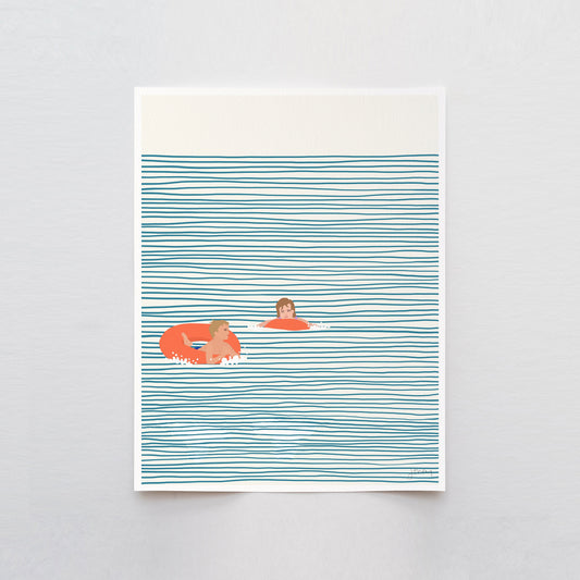 Kids in Orange Floaties Art Print - Unframed or Framed - 130809