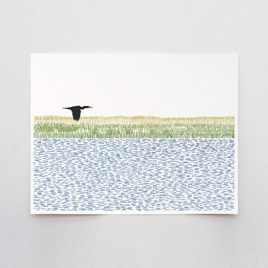 Cormorant over Wetlands Art Print - Unframed or Framed - 210801