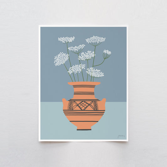 Queen Anne's Lace in a Greek Vase Art Print - Signed - 260803