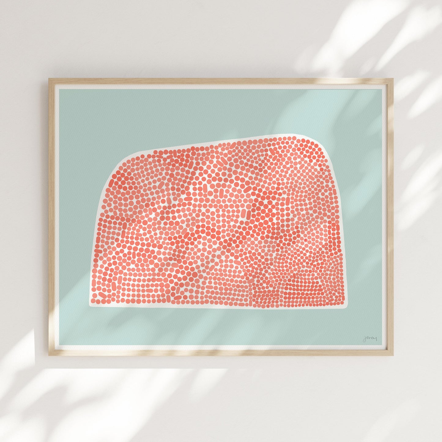 Coral Dotted Abstract Art Print – Signed - 220317