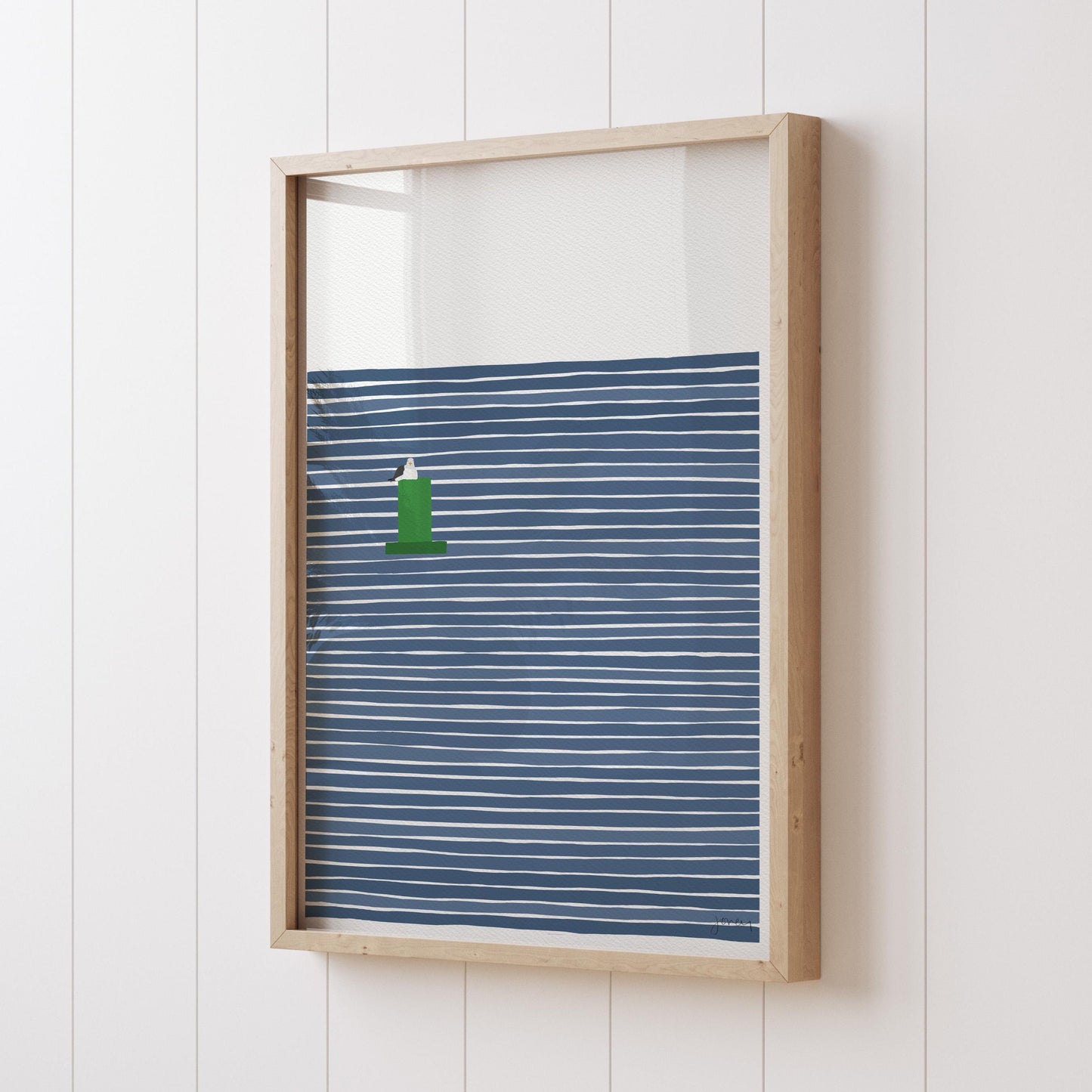 Green Buoy with Seagull Art Print - Unframed or Framed - 230604