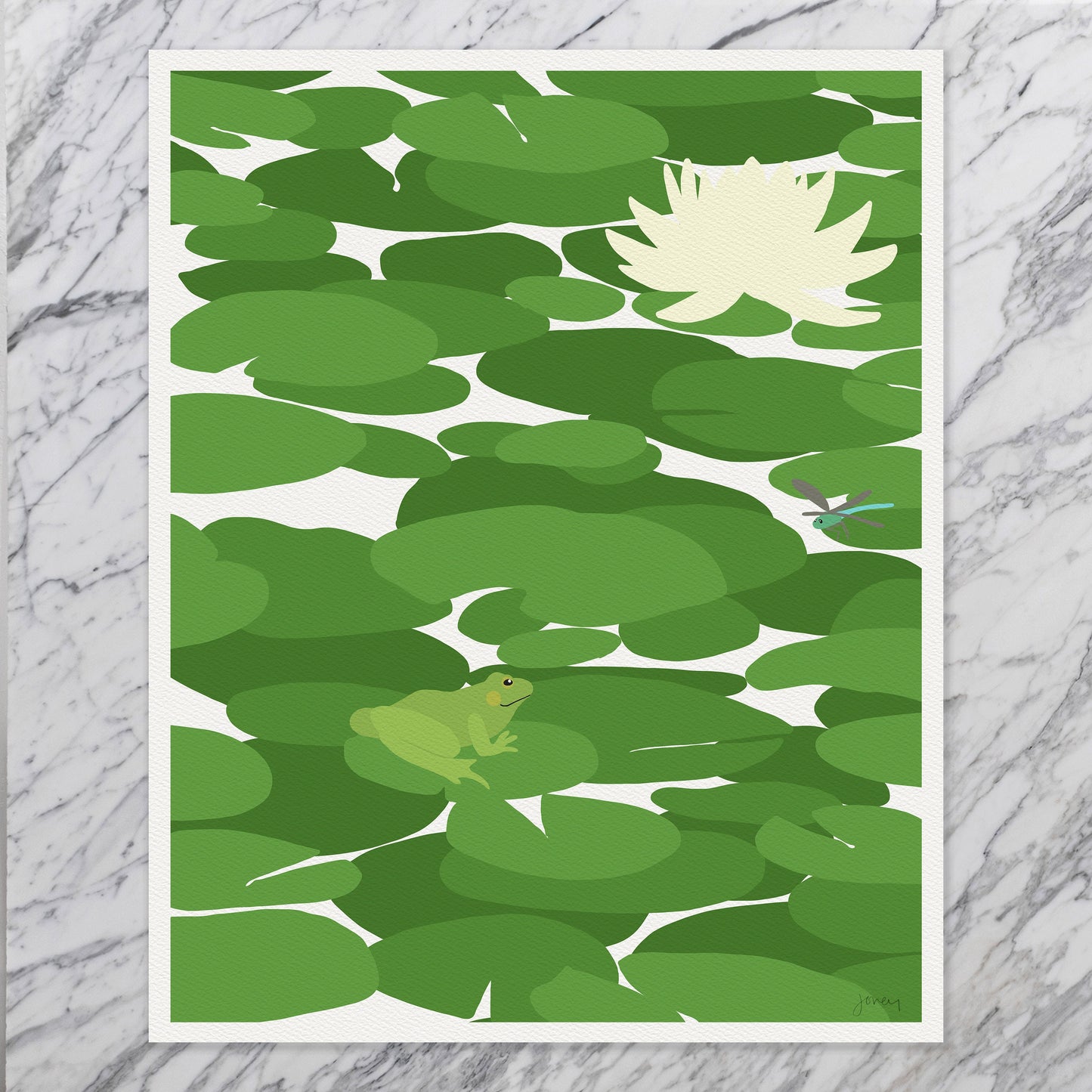 Frog on Lily Pads Art Pint - Unframed or Framed - 130606