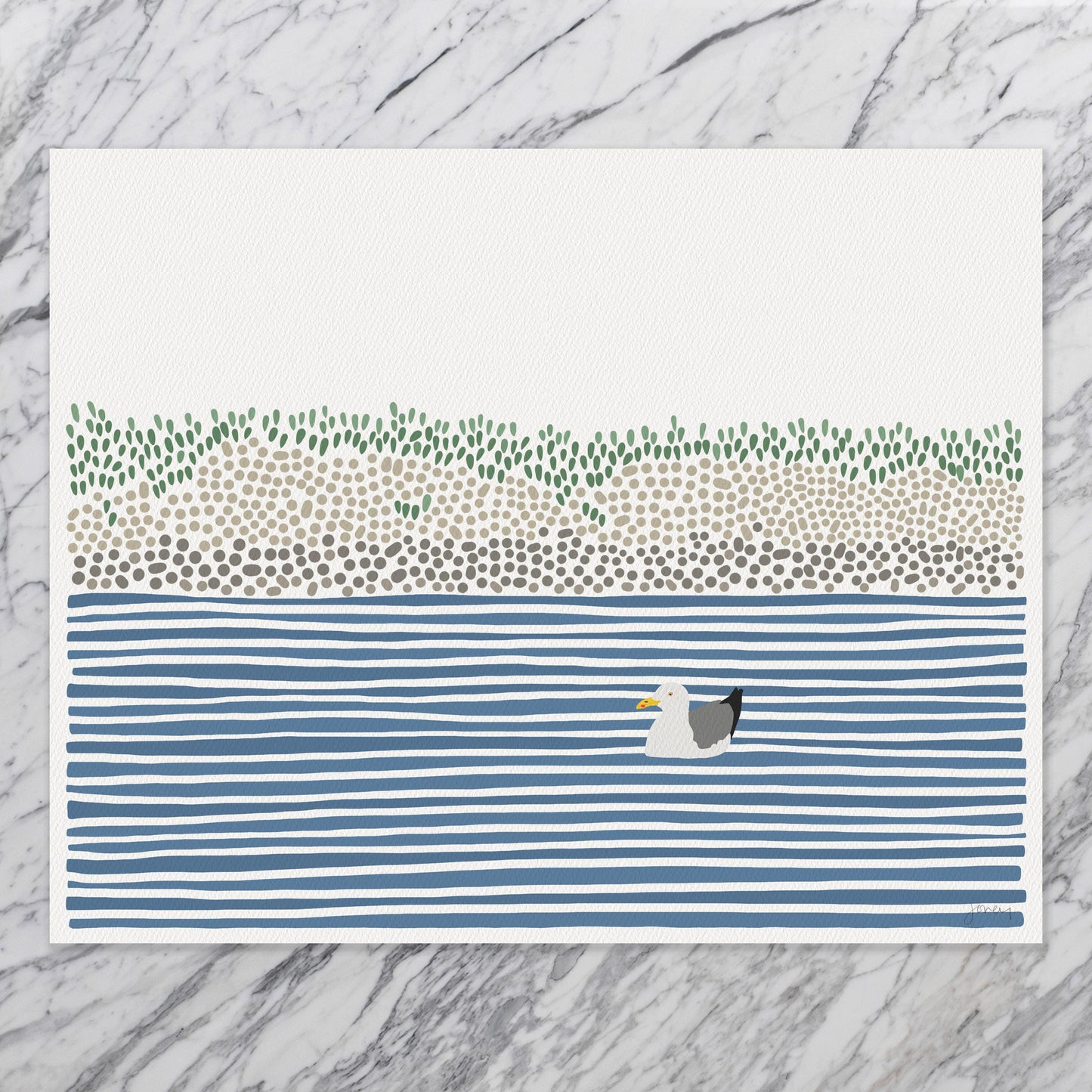 Seagull Waiting in Wetlands Art Print - Unframed or Framed - 240825