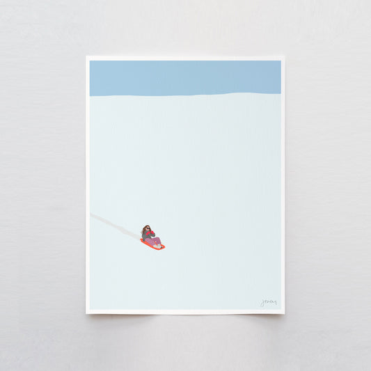 Tobogganing Art Print - Unframed or Framed - 211225