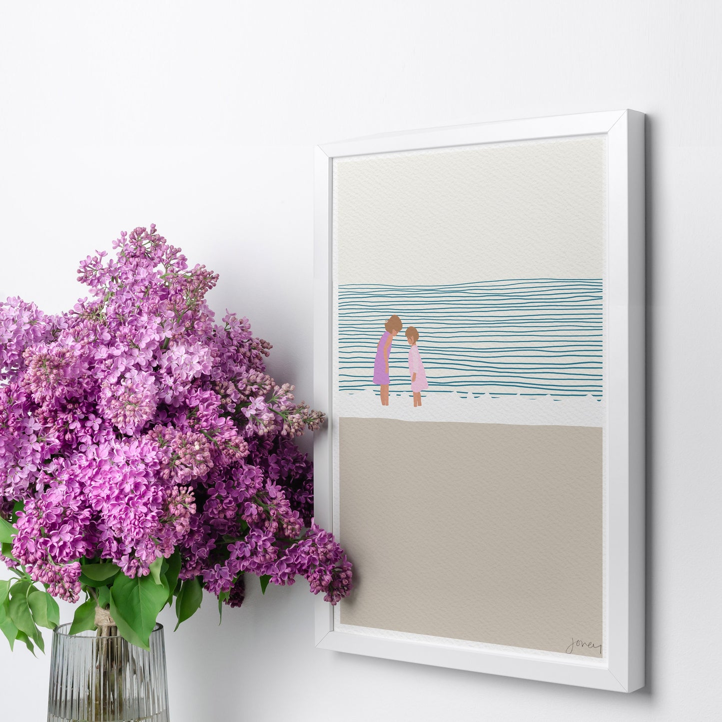 Sisters on the Beach Art Print - Unframed or Framed - 140619