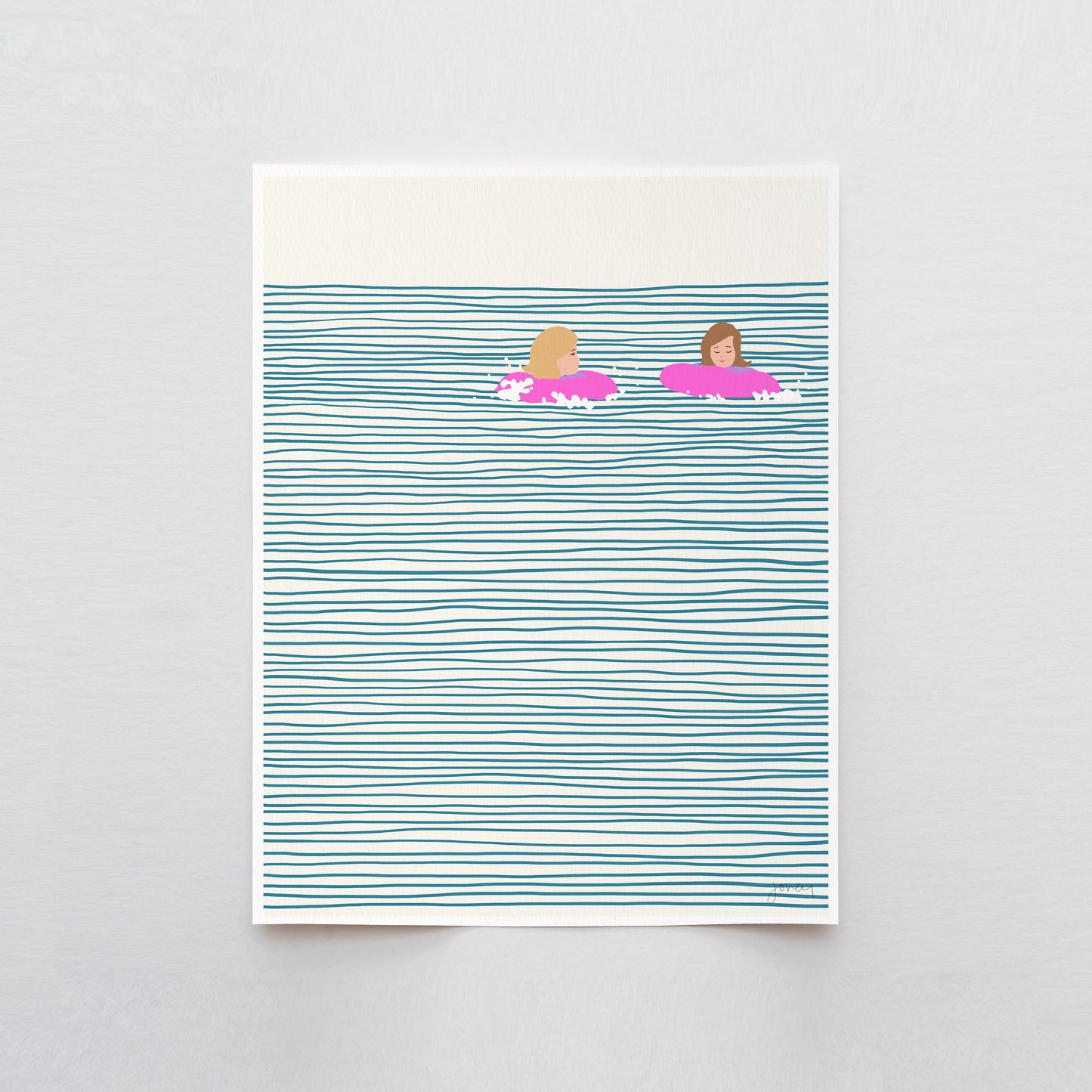 Girls in Pink Floaties Art Print - Unframed or Framed - 130809