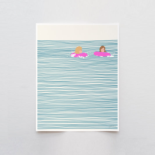 Girls in Pink Floaties Art Print - Unframed or Framed - 130809