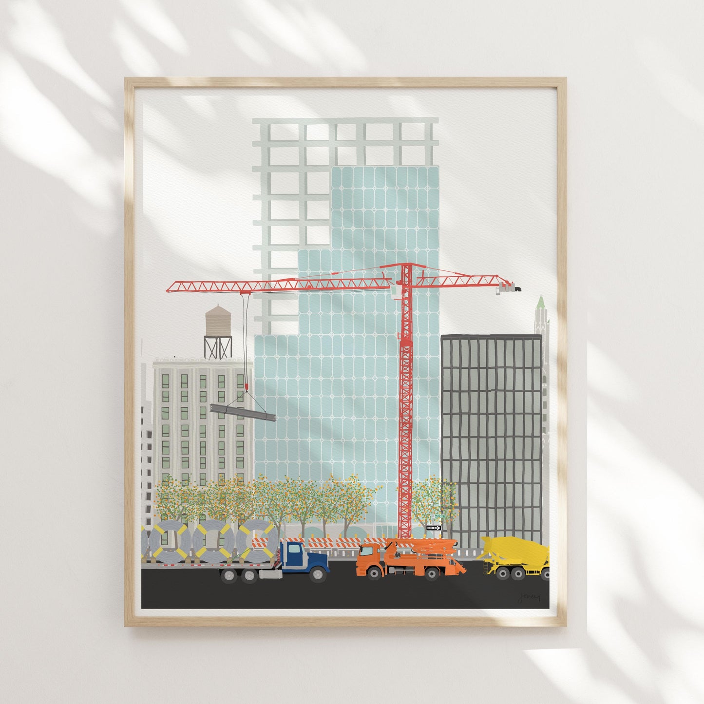 Skyscraper Construction Art Print - Signed Jorey Hurley Illustration - 171024