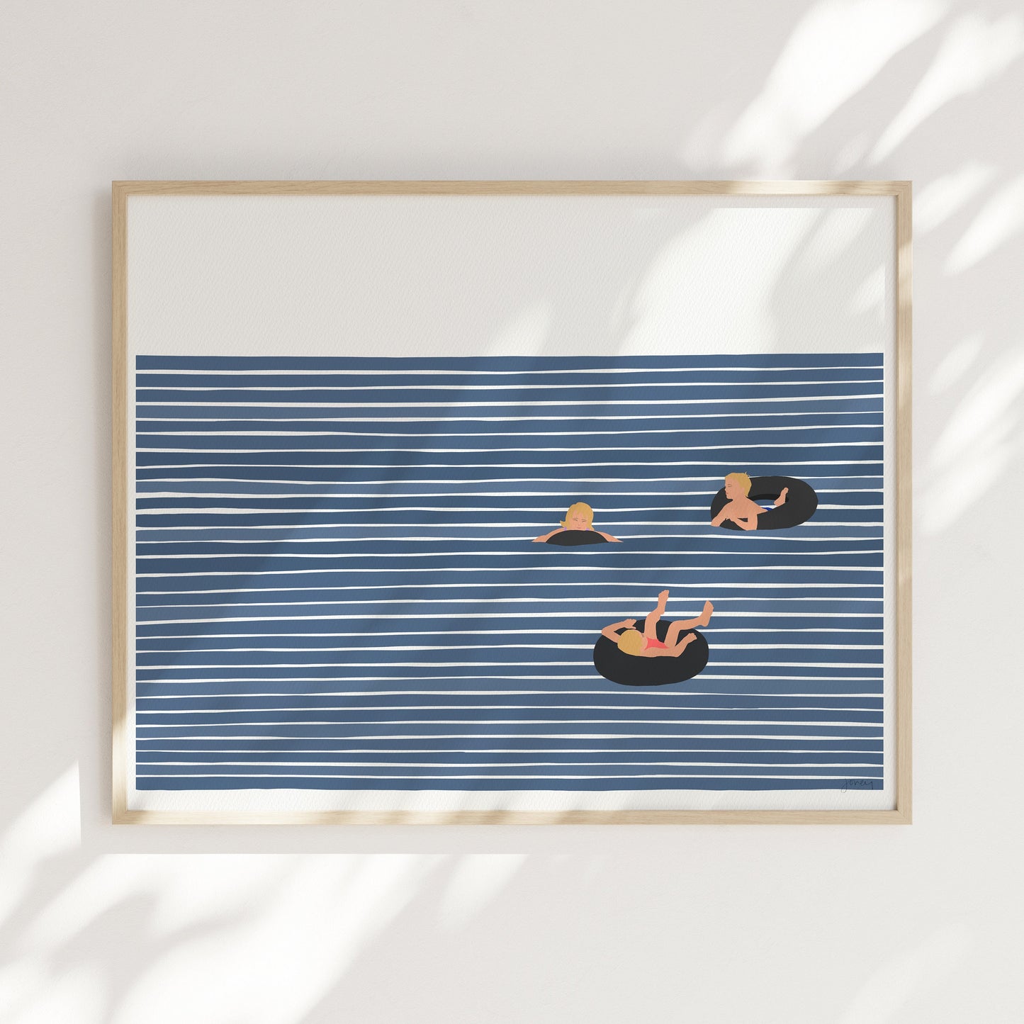 Family in Inner Tubes Art Print - Unframed or Framed - 220917