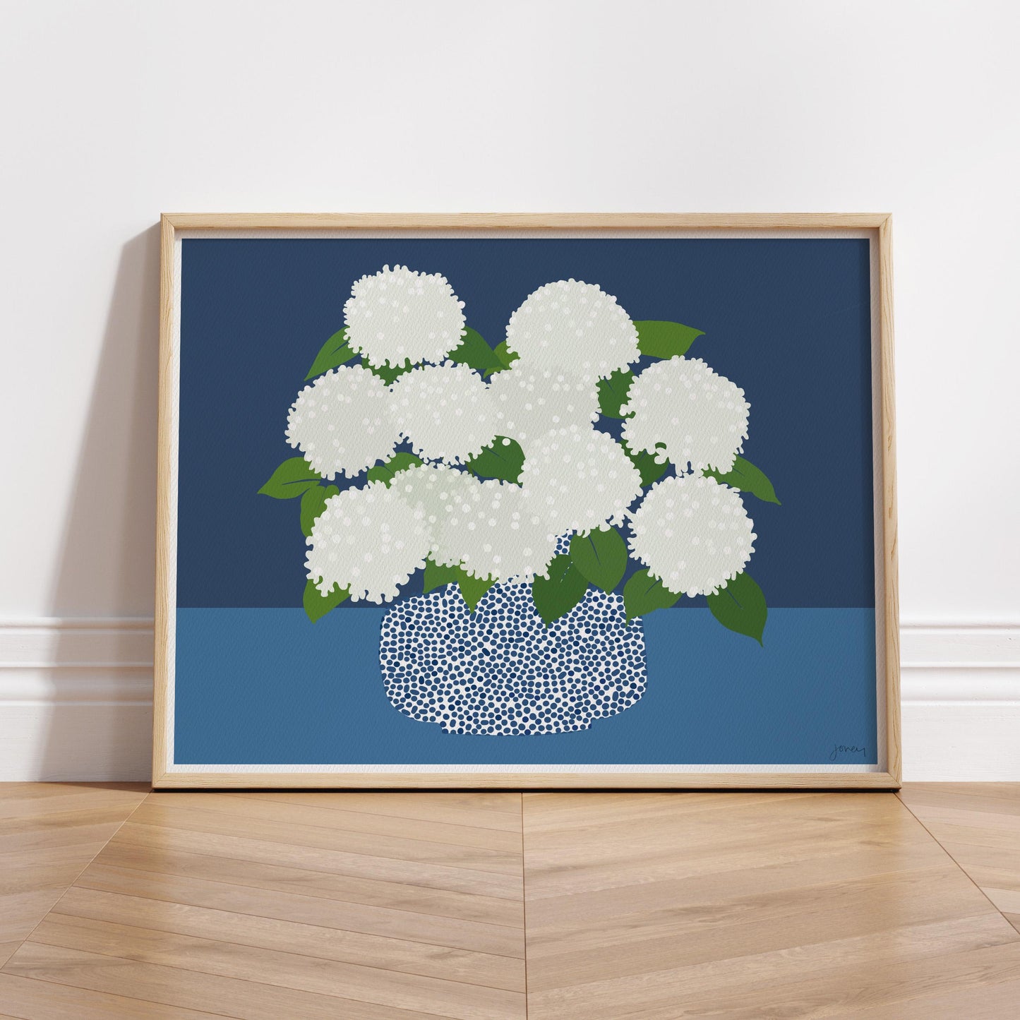 White Hydrangea Art Print - Signed by Jorey Hurley - Floral Decor - 250727
