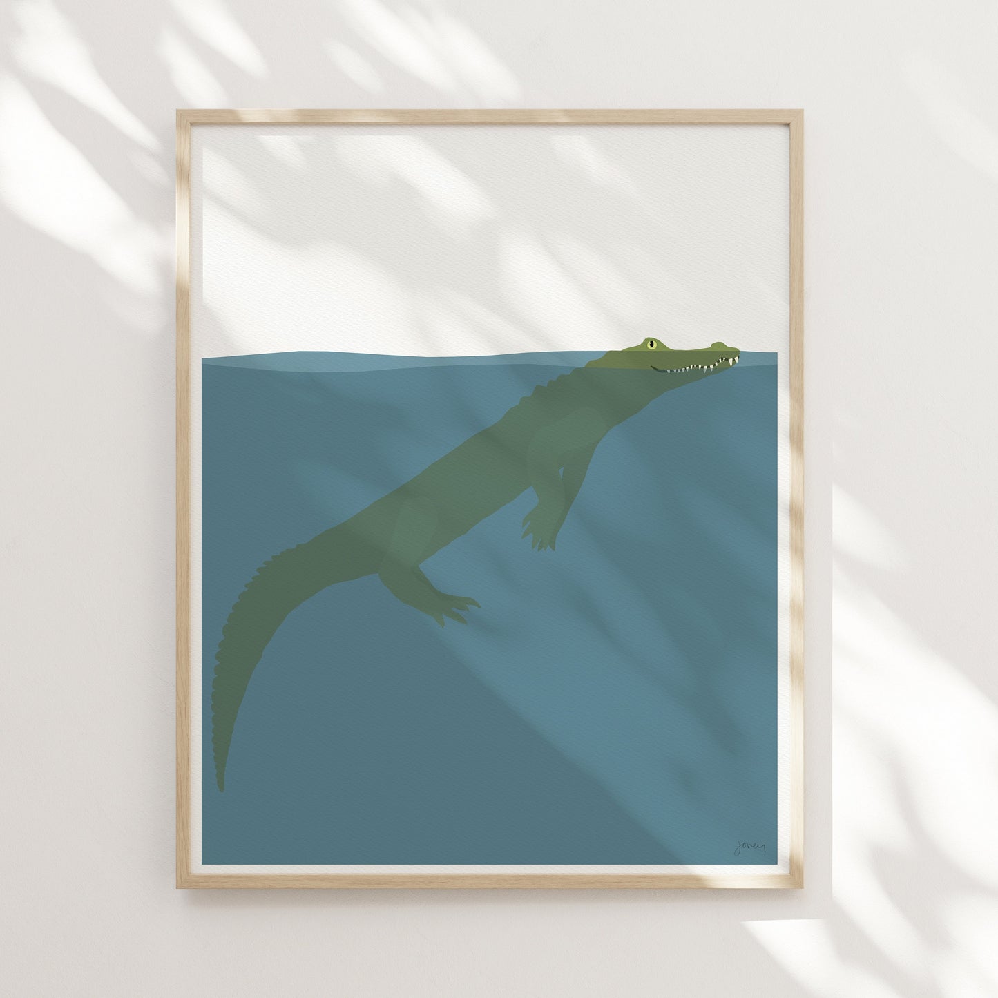 Floating Baby Alligator Art Print - Unframed or Framed - 161226