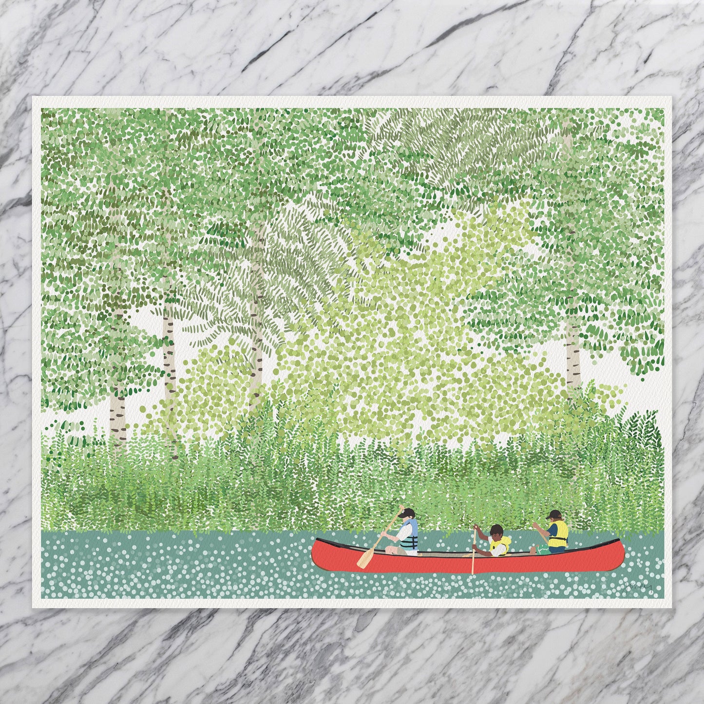 Canoeing Kids Art Print - Unframed or Framed - 210708