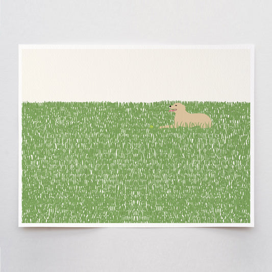Happy Labrador in the Grass Art Print - Unframed or Framed - 141008