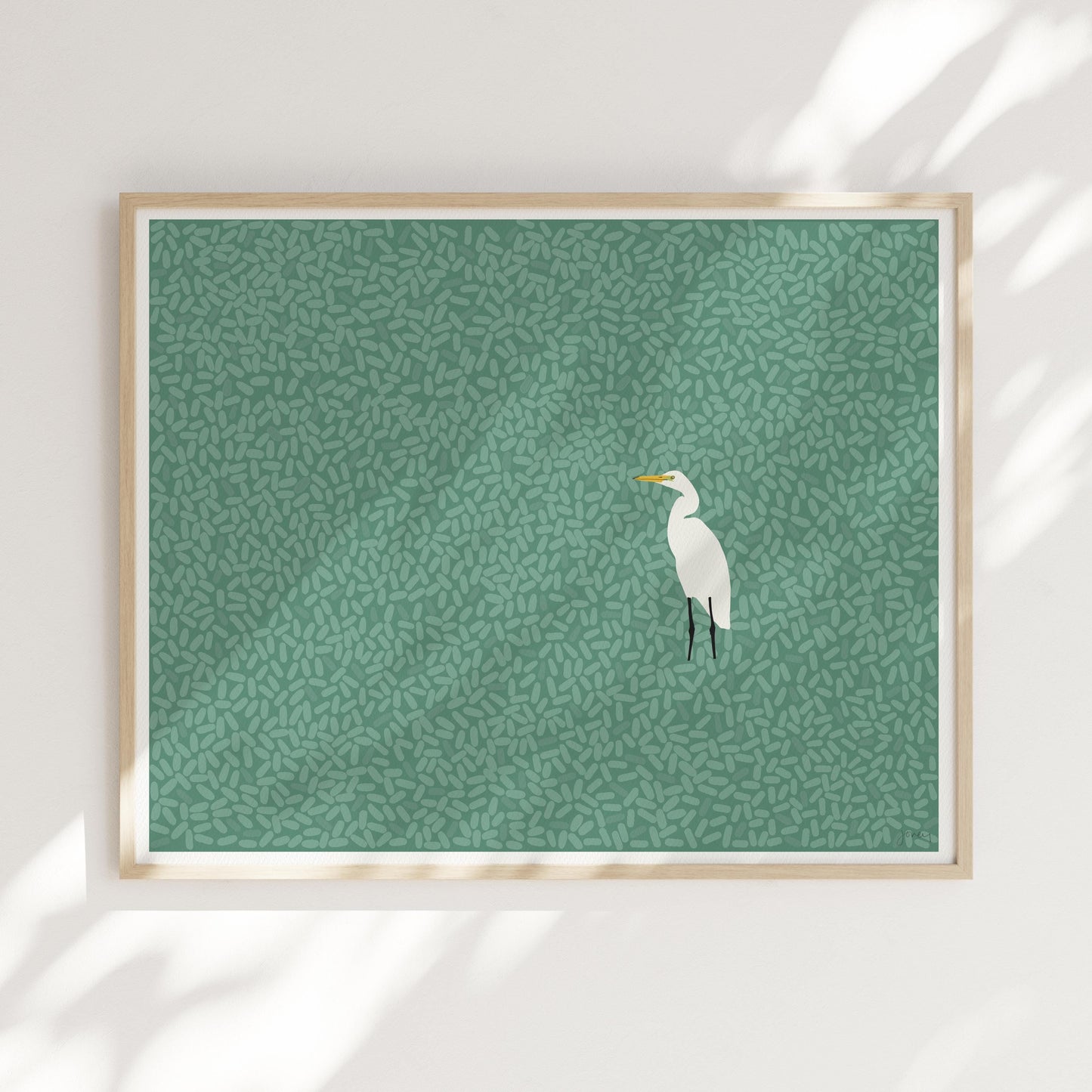 Egret in Marsh Art Print - Unframed or Framed - 250611