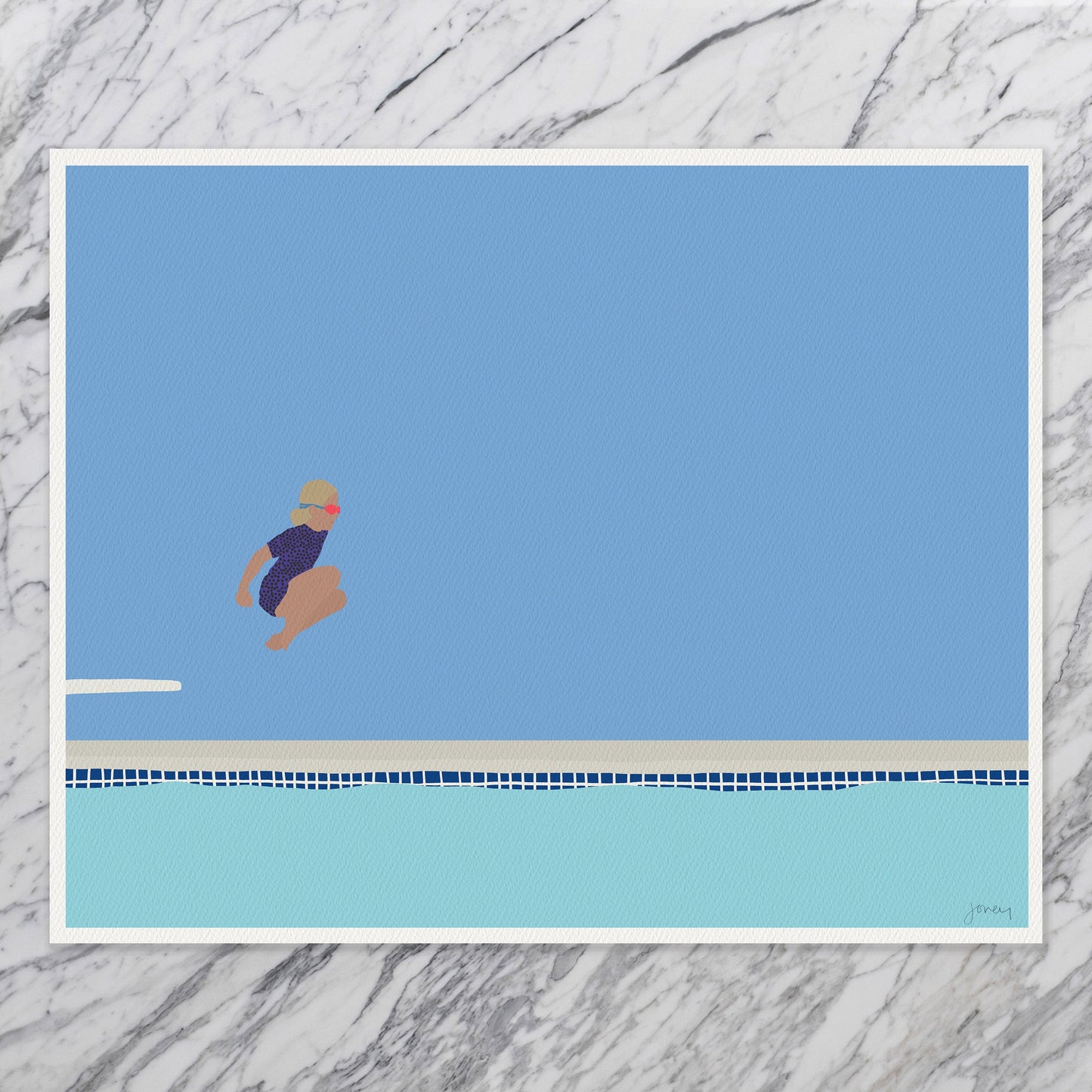Girl Jumping Off Diving Board Art Print - Unframed or Framed - 150713