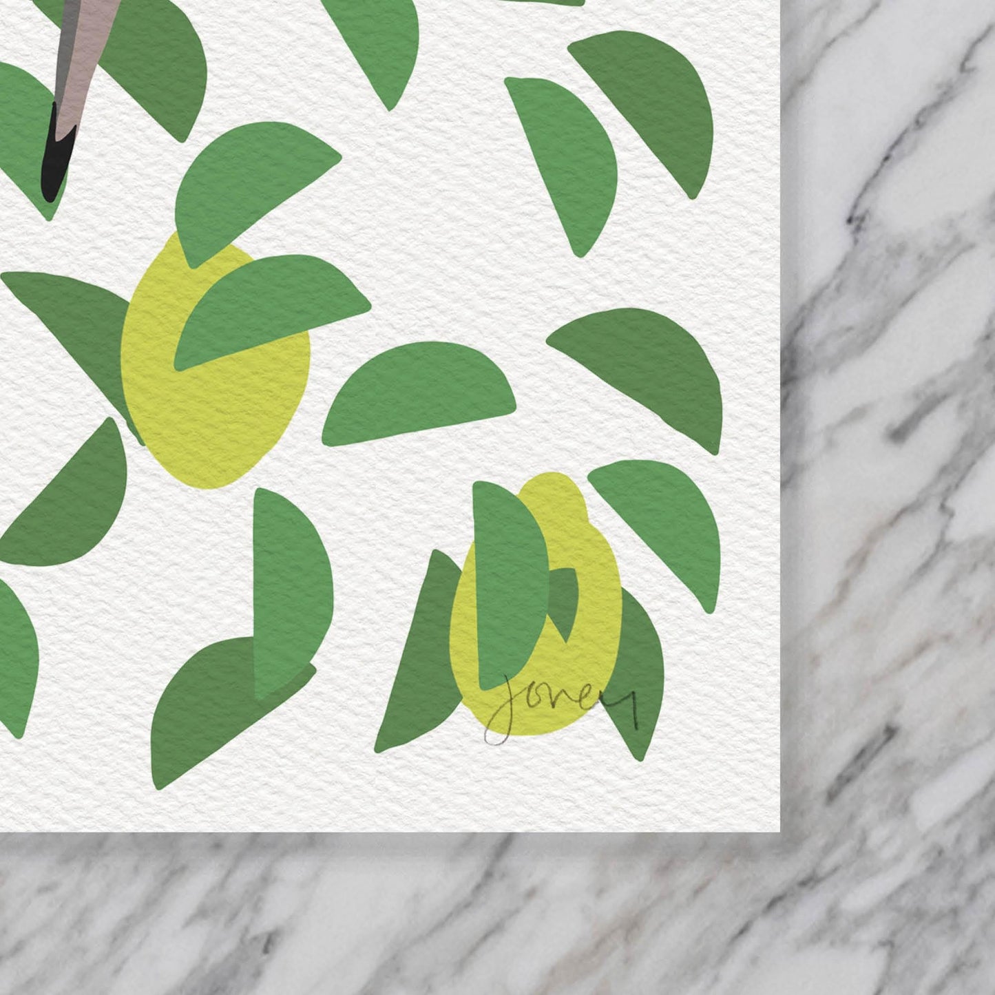 Lemon Tree with Mourning Doves Art Print - Unframed or Framed - 250203