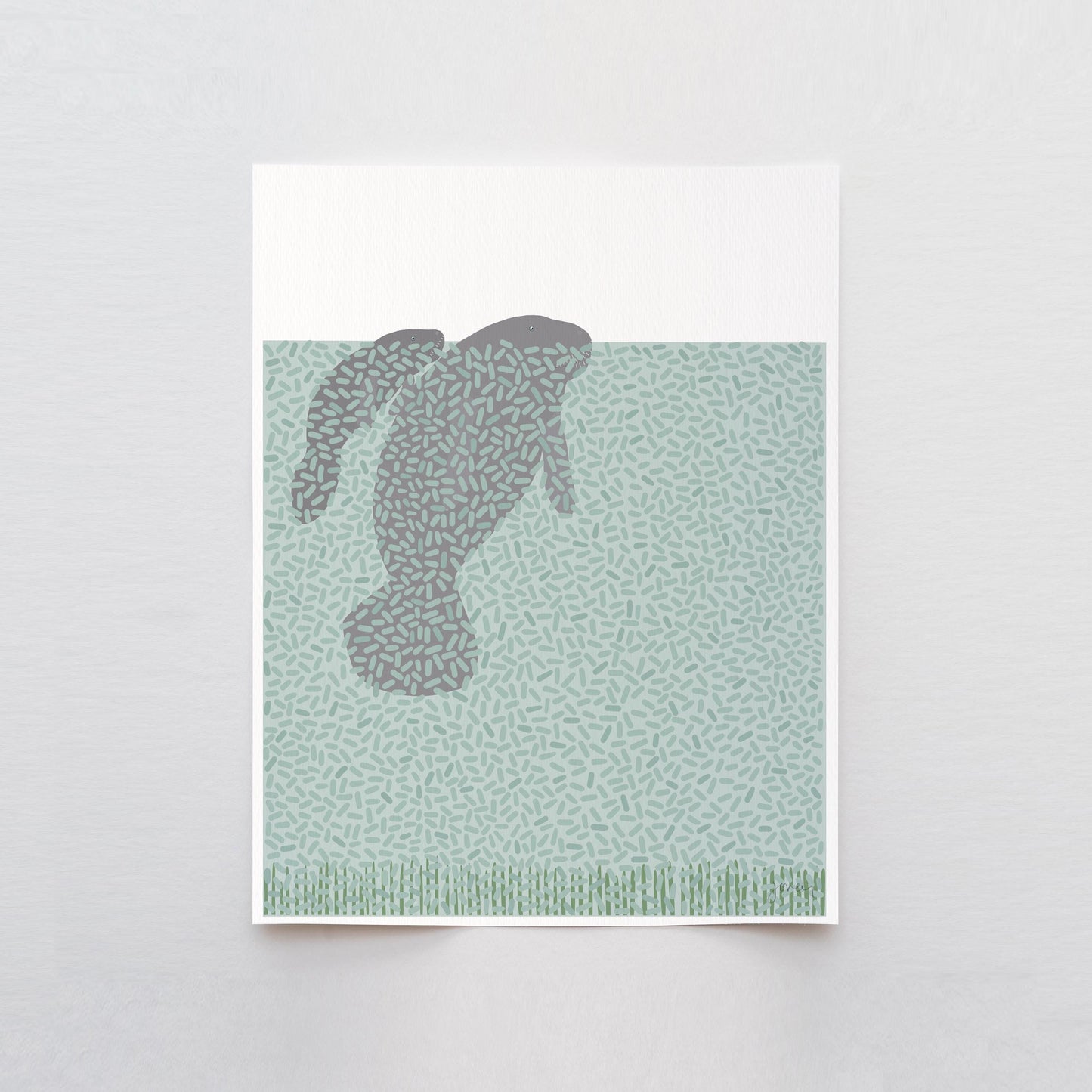 Manatee and Calf Art Print - Unframed or Framed - 250122