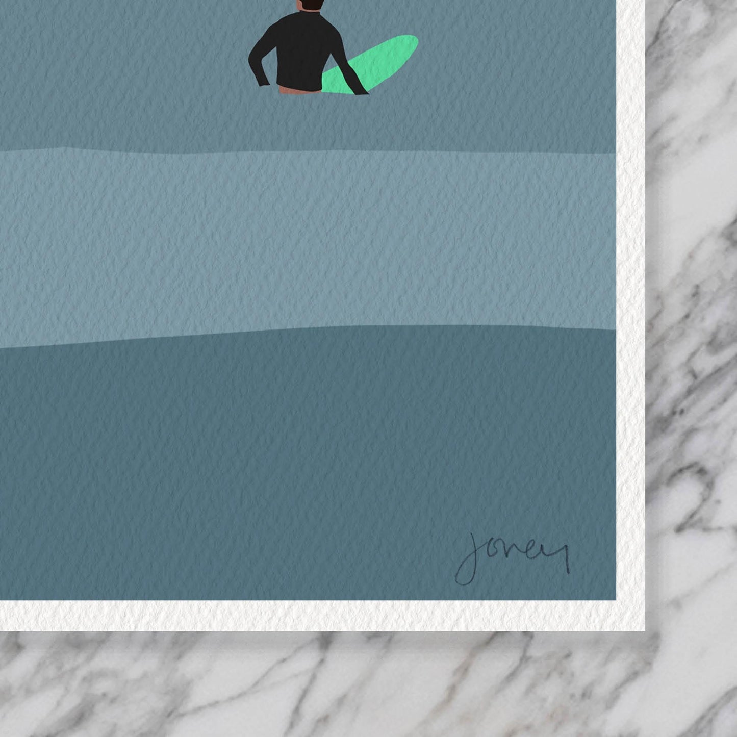 Surfing Lineup Art Print - Unframed or Framed - 250208