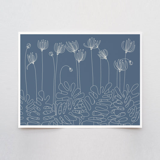 White Lined Floral Abstract Art Print - Unframed or Framed - 151102