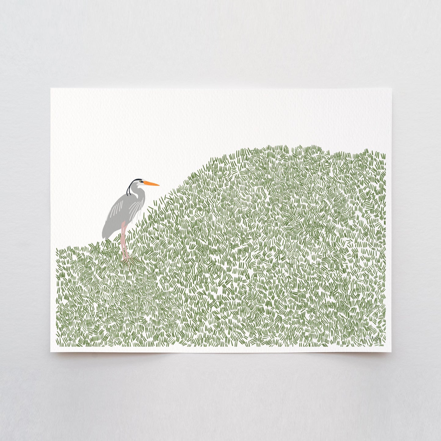 Heron on a Hill Print – Minimalist Coastal Wall Art | Signed - 251012