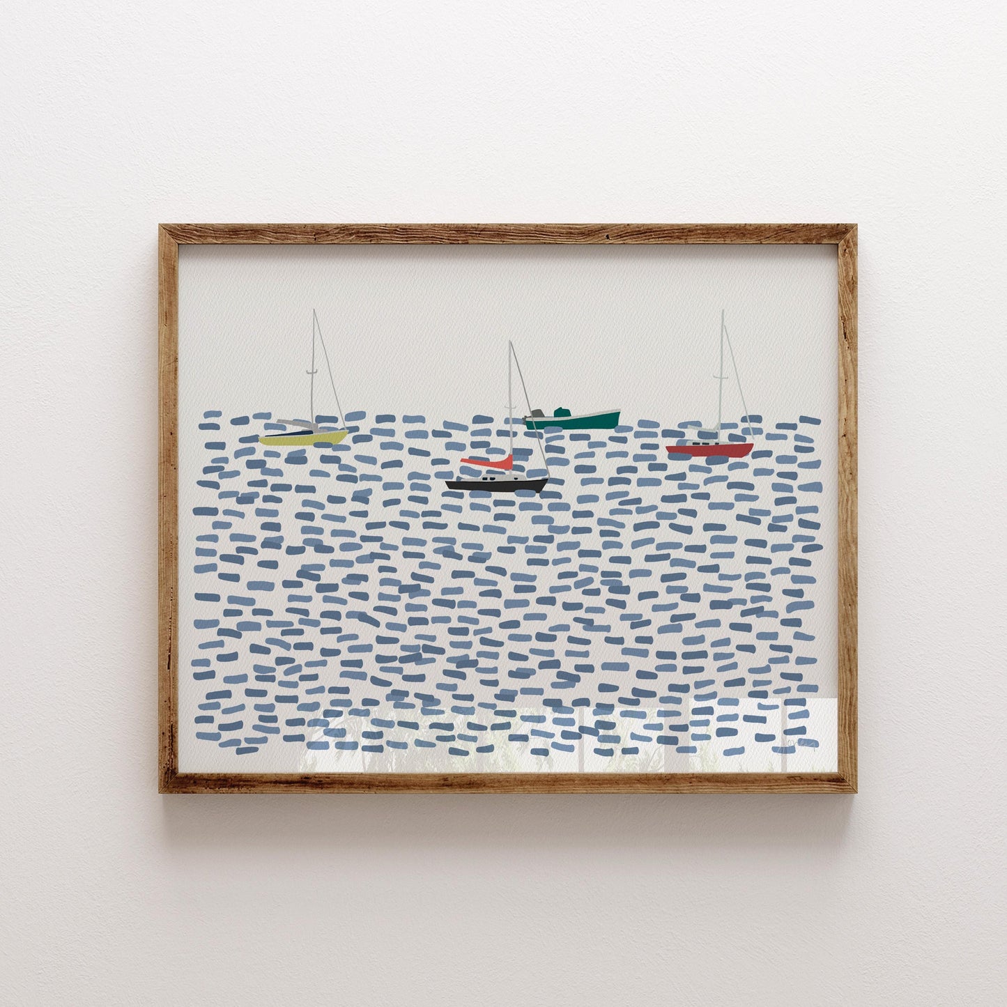 Moored Sailboats Landscape Art Print - Signed - 250803