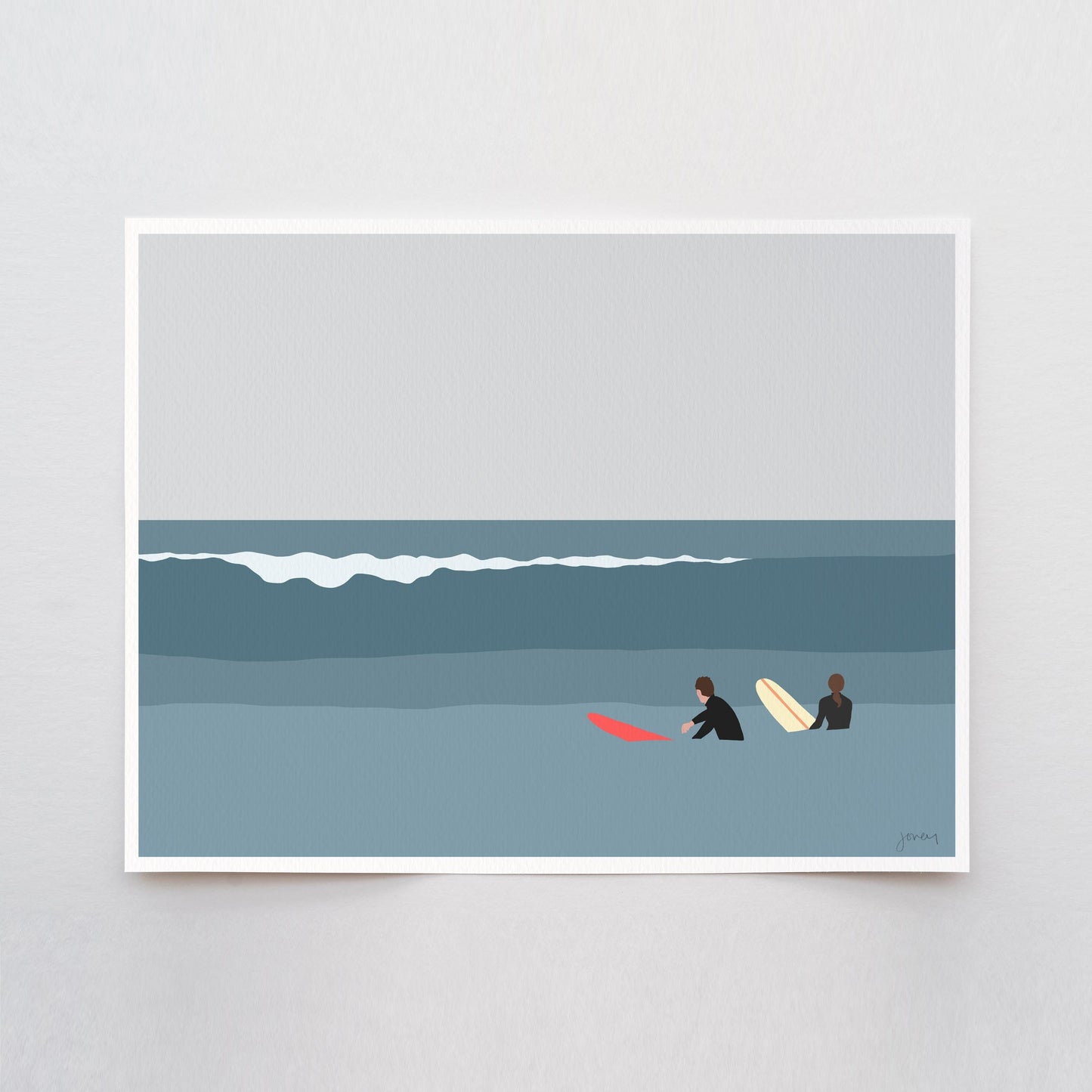 Surfers Waiting Art Print - Unframed or Framed - 250206