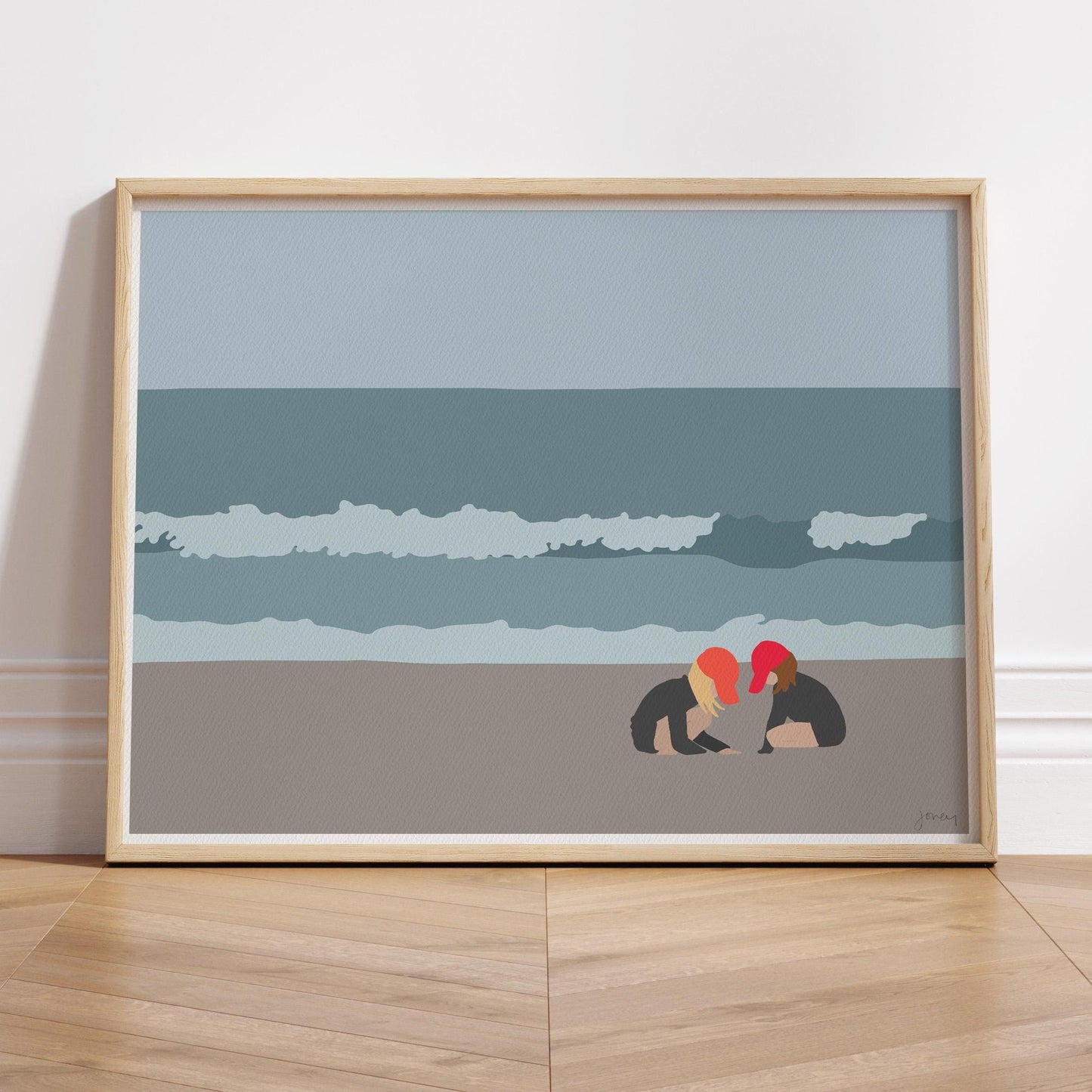 Sisters Play in the Sand Art Print - Unframed or Framed - 160502