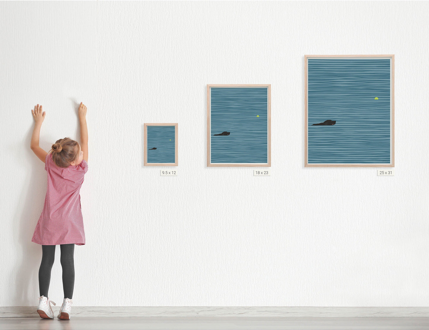 Black Labrador Swimming Art Print - Unframed or Framed - 140306