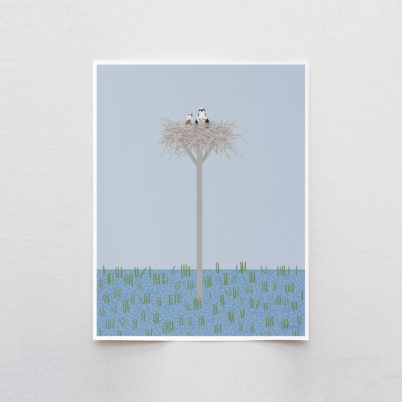 Osprey and Chick in Nest Art Print - Signed - 260621