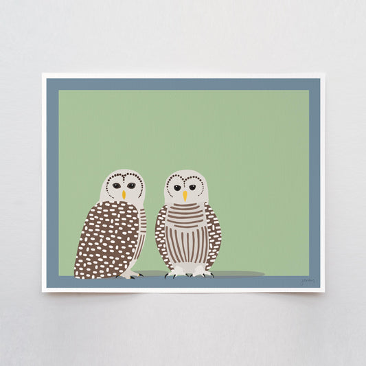 Barred Owl Pair Signed Art Print