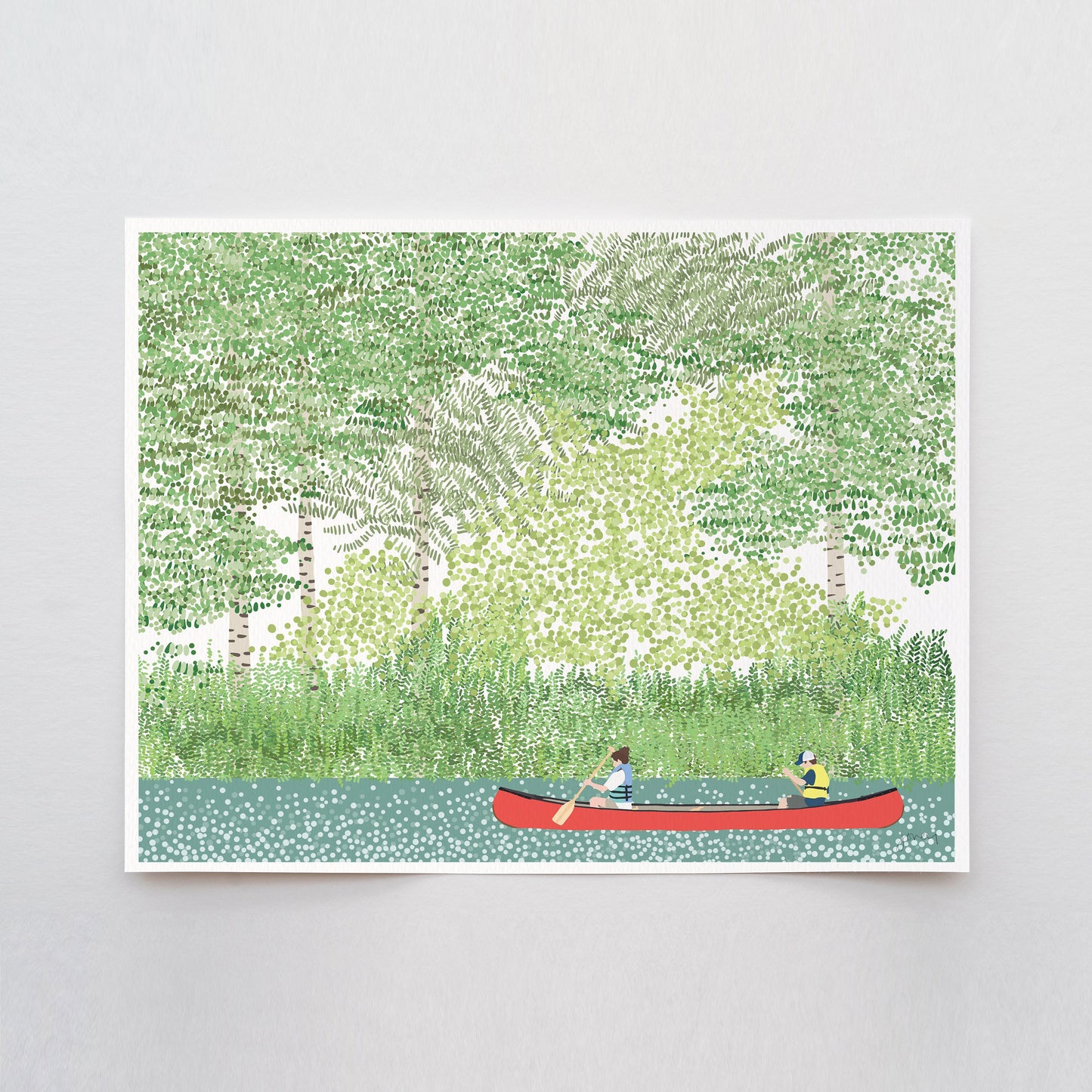 Canoeing Brother and Sister Art Print - Unframed or Framed - 210708