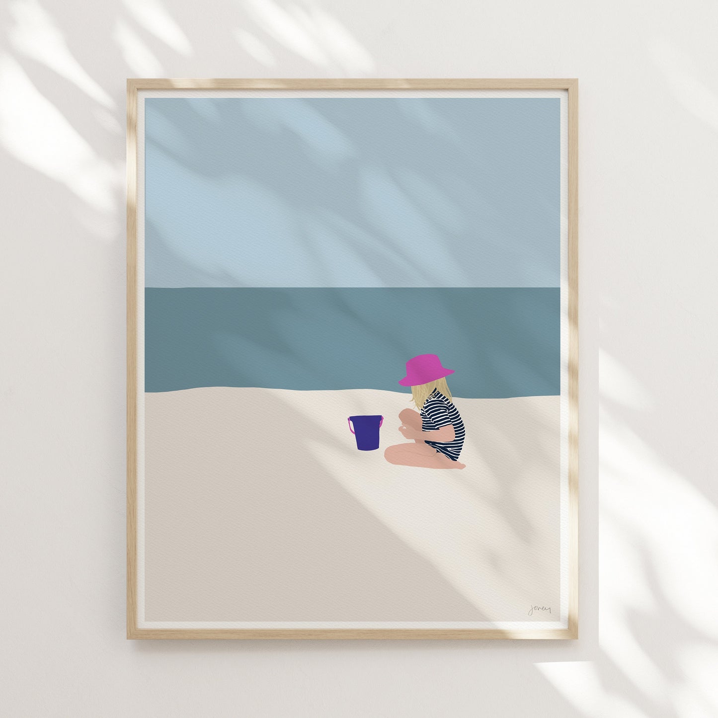 Girl with Beach Bucket Art Print - Unframed or Framed - 130618