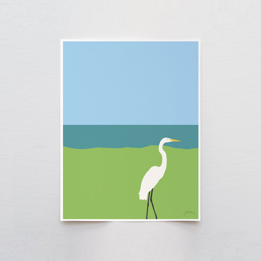 Crissy Field Great Egret Art Print - Unframed or Framed - 130402