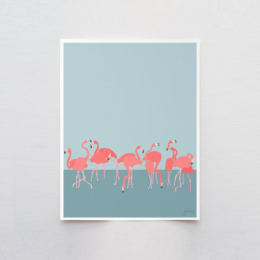 Flamboyance of Flamingos Art Print - Unframed or Framed - 230309