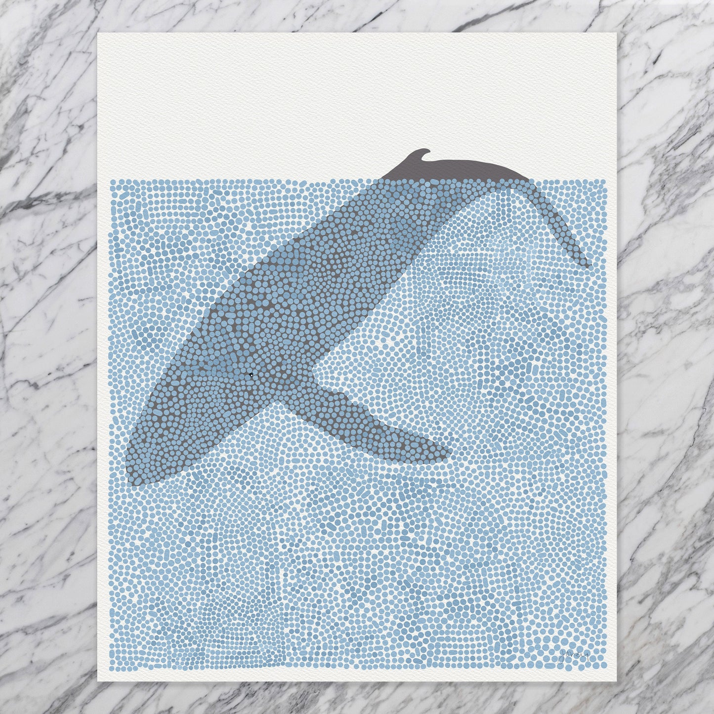 Humpback Diving Abstract Art Print - Unframed or Framed - 240526