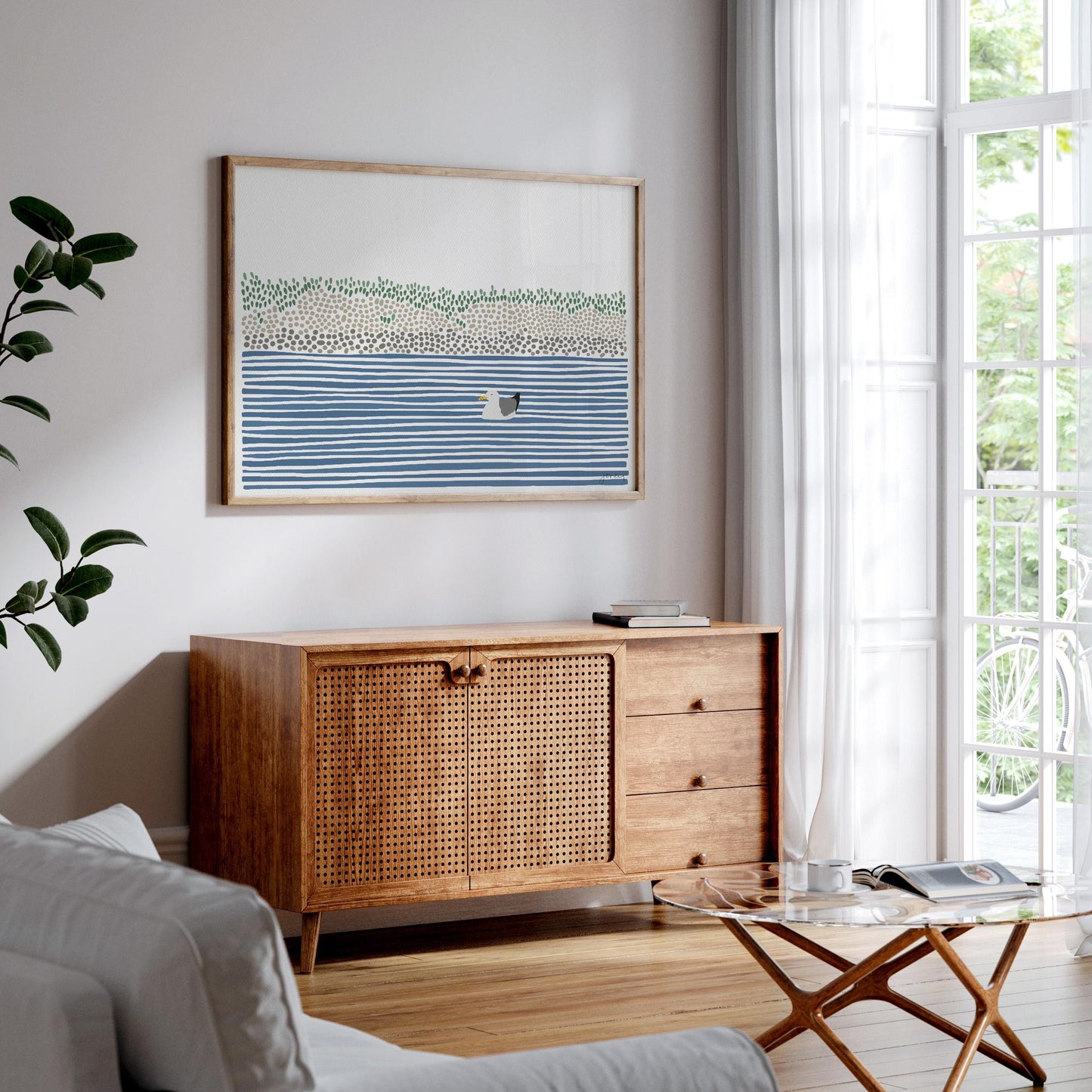 Seagull Waiting in Wetlands Art Print - Unframed or Framed - 240825