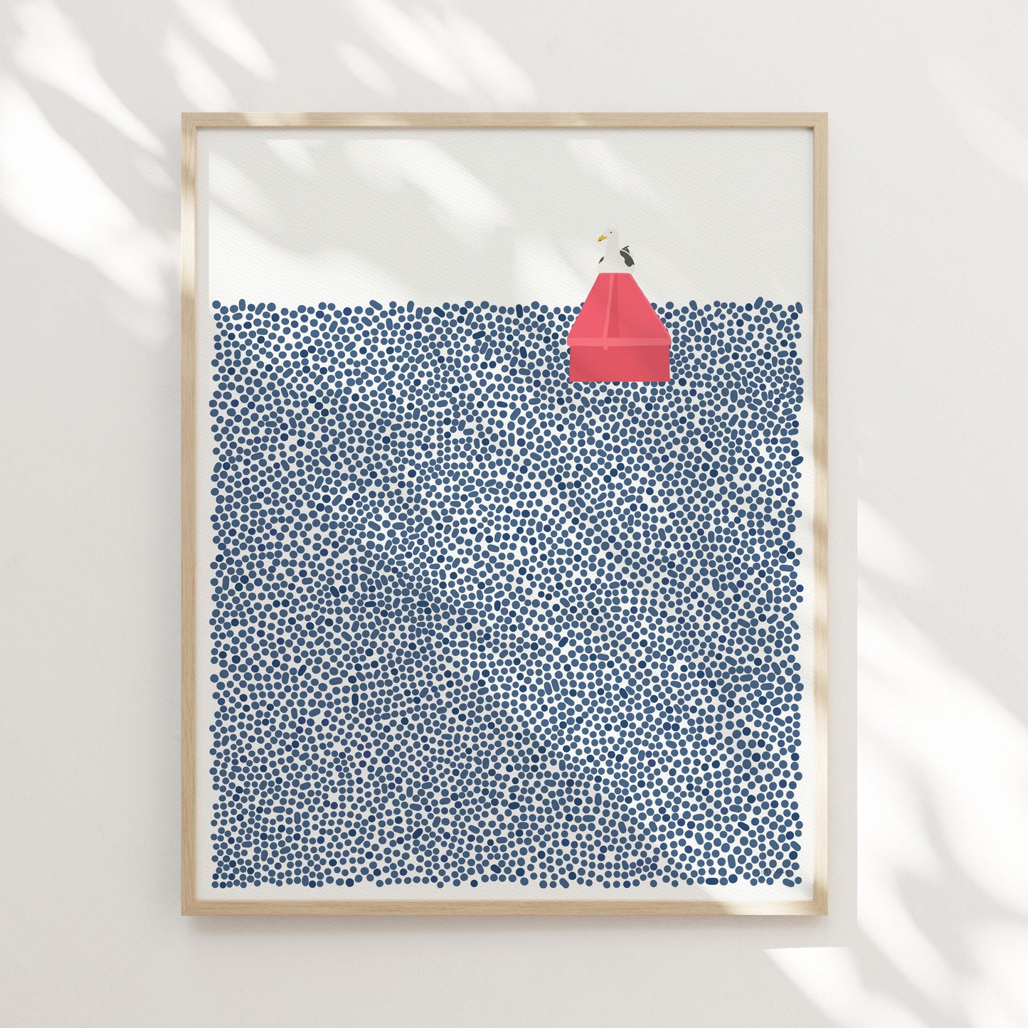 Channel Marker with Seagull Art Print - Unframed or Framed - 250415