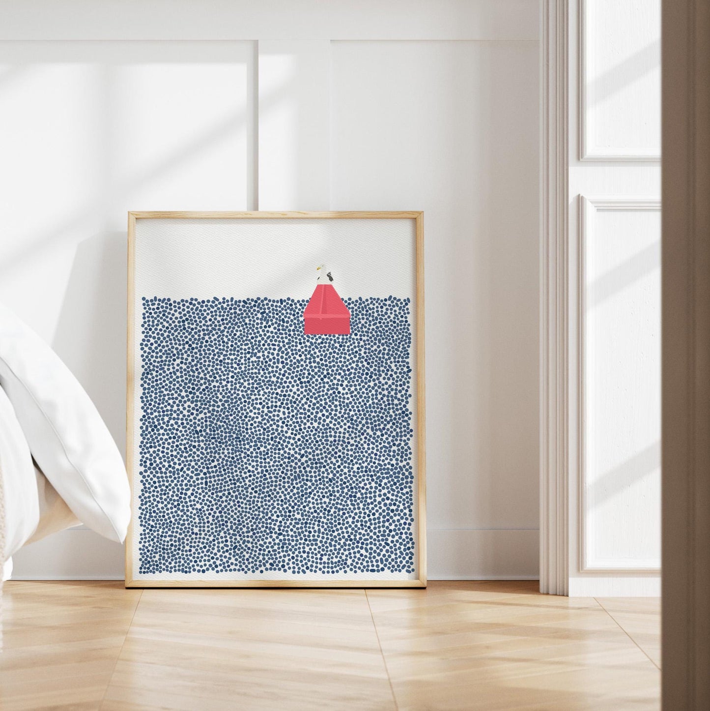 Channel Marker with Seagull Art Print - Unframed or Framed - 250415