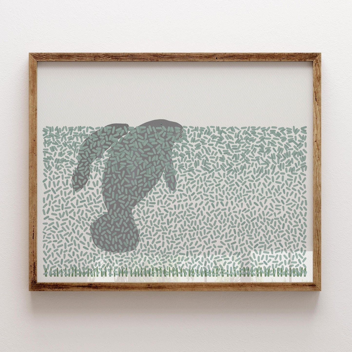 Mother and Calf Manatee Art Print - Unframed or Framed - 241222