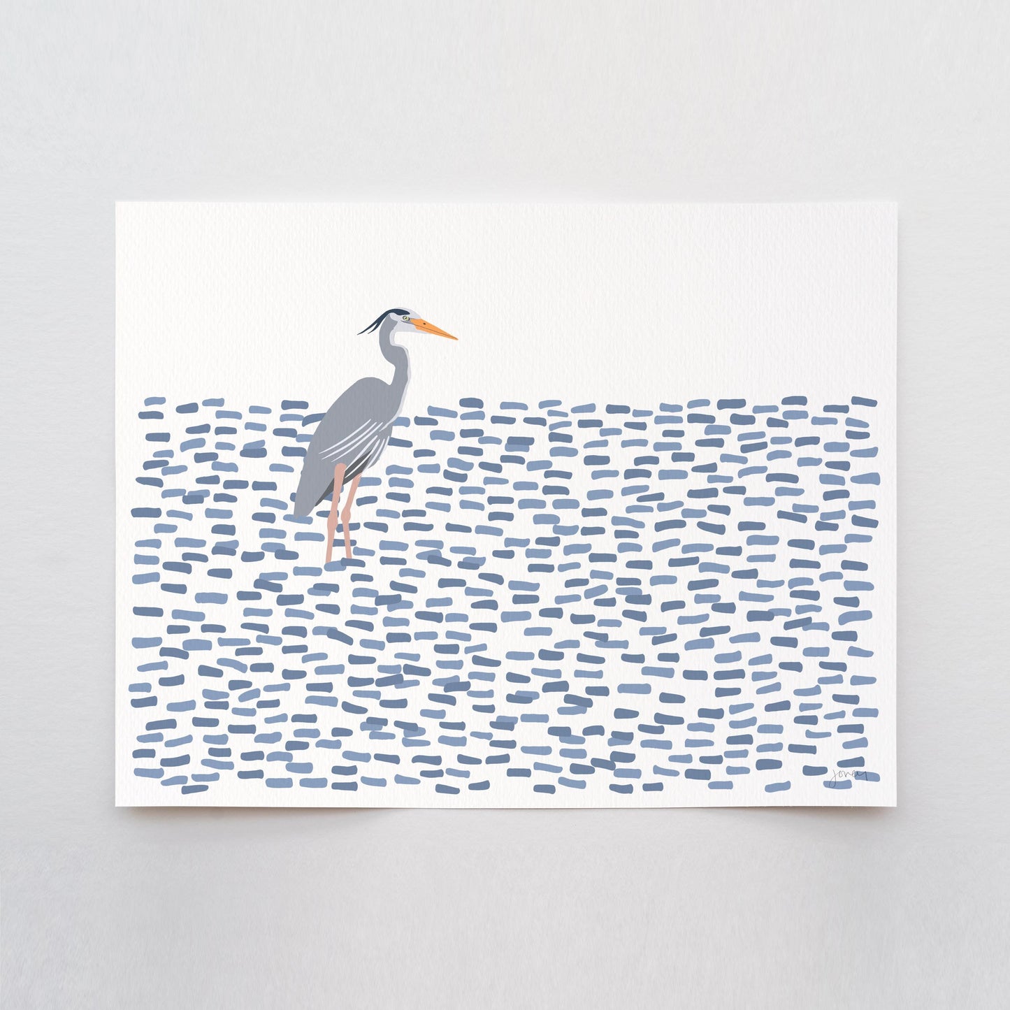 Standing Heron Art Print - Unframed or Framed - 250225